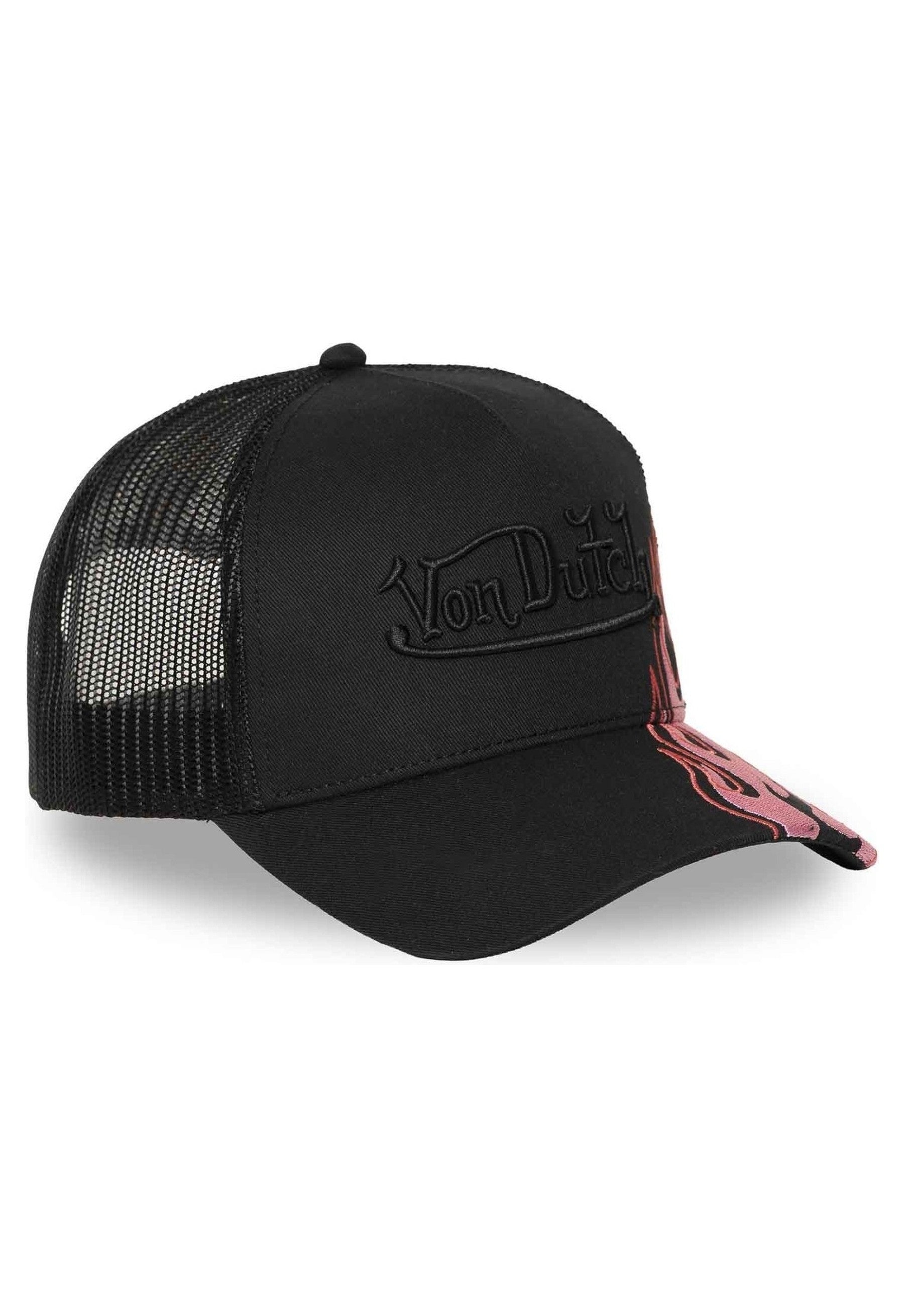GORRA VON DUTCH NEGRA PINK FLAMES TRUCKER CAP