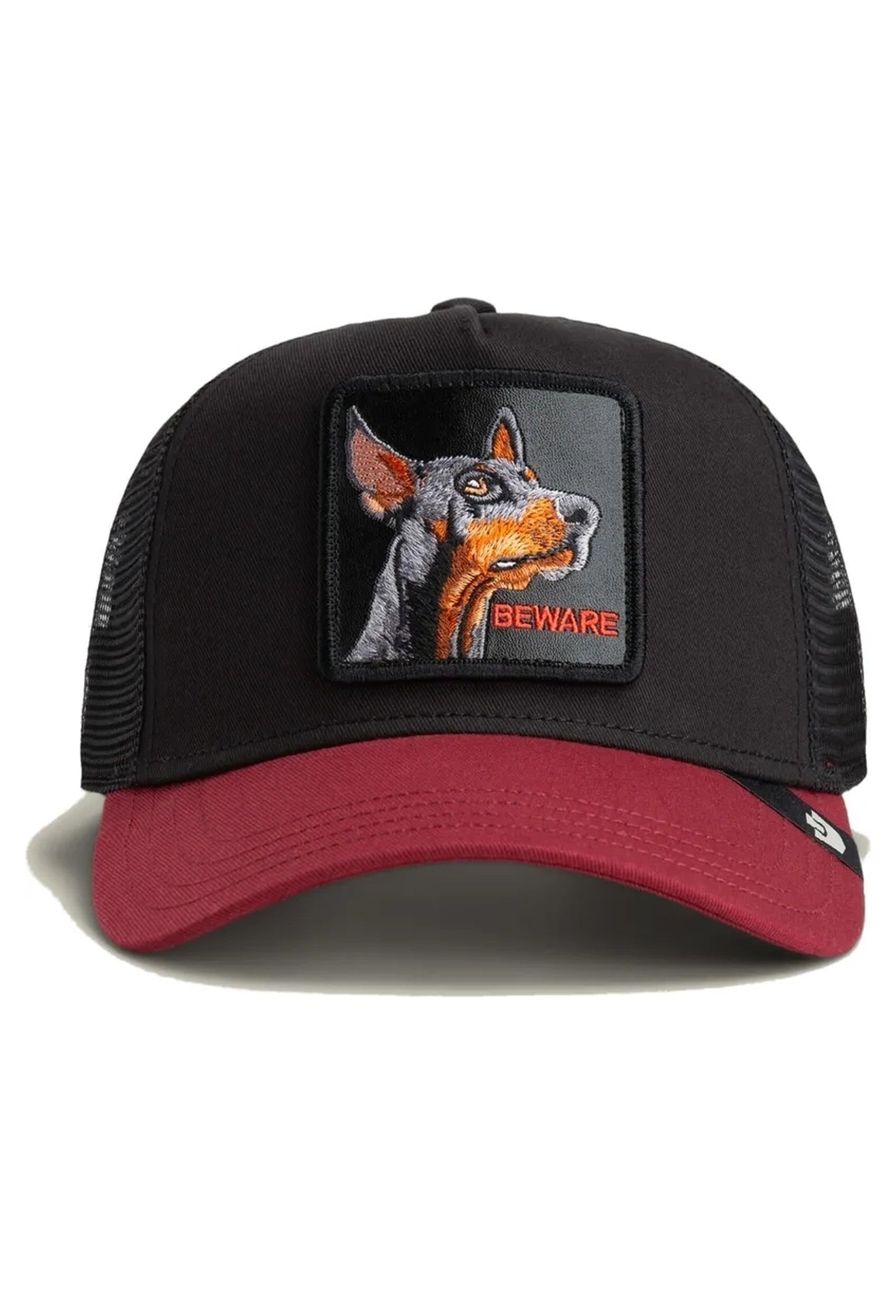 GORRA GOORIN BROS NEGRA/GRANATE DOBERMAN BEWARE TRUCKER CAP