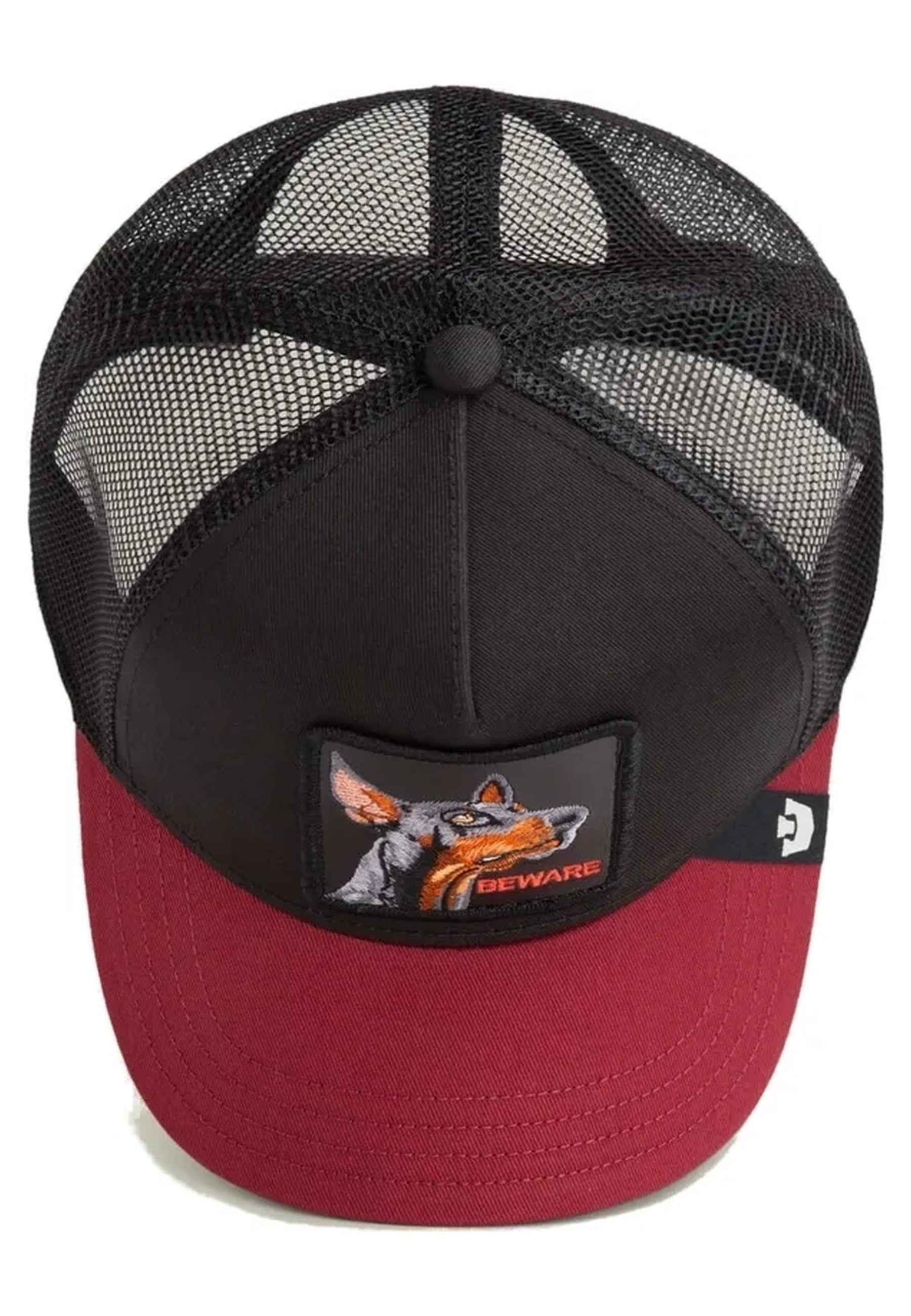 GORRA GOORIN BROS NEGRA/GRANATE DOBERMAN BEWARE TRUCKER CAP