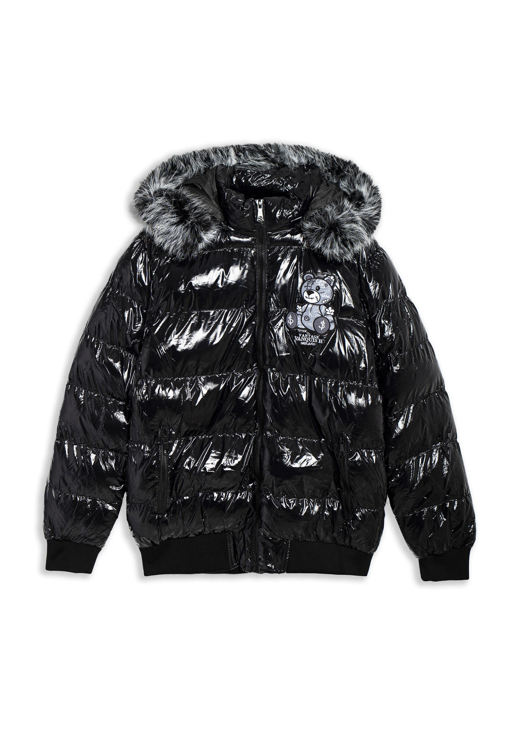 CAZADORA AREA ZERO NEGRA/GRIS GRAFITTED BEAR SATIN PUFFY JACKT