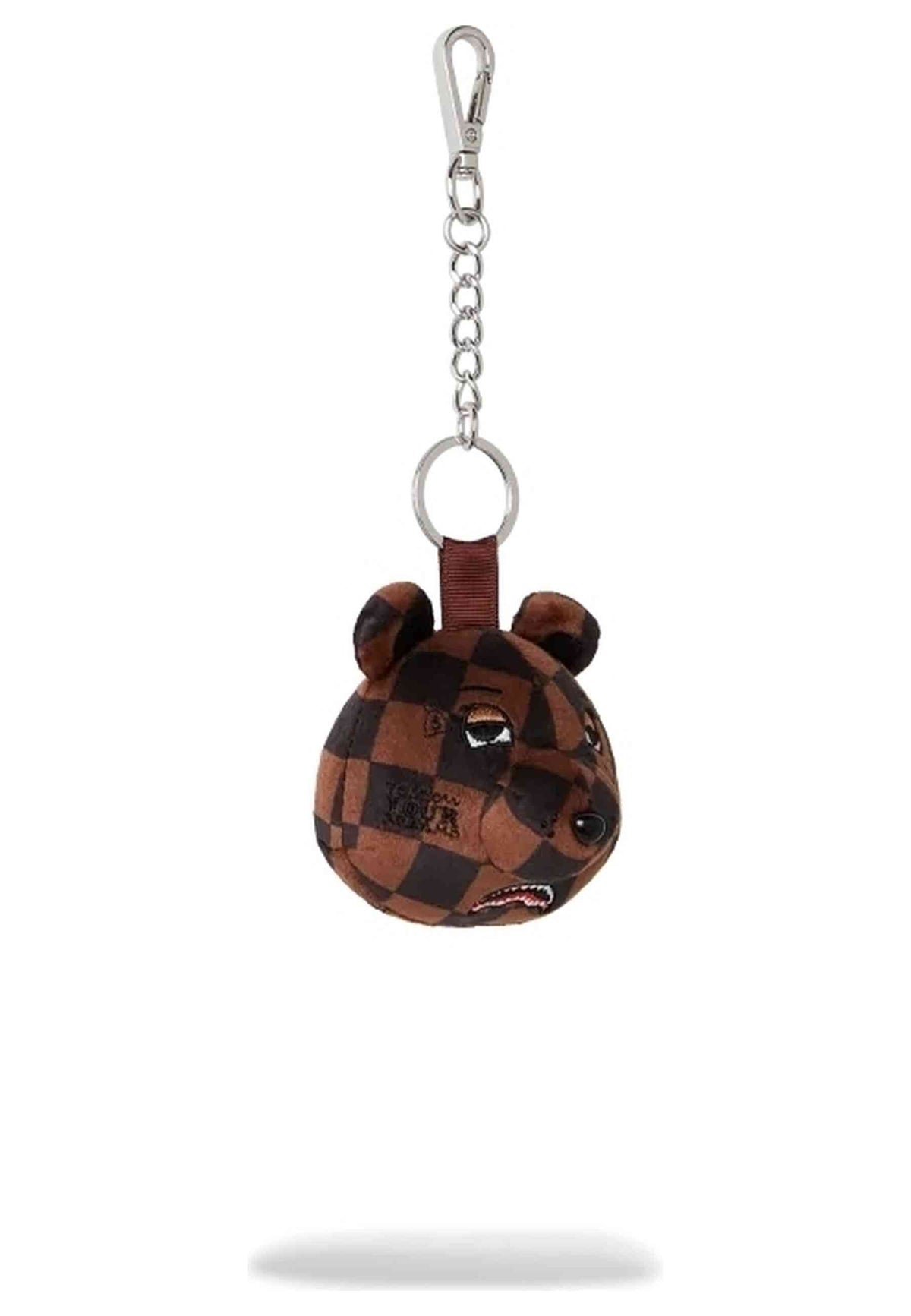 LLAVERO SPRAYGROUND MARRON CHECKER BEAR HEAD KEYCHAIN