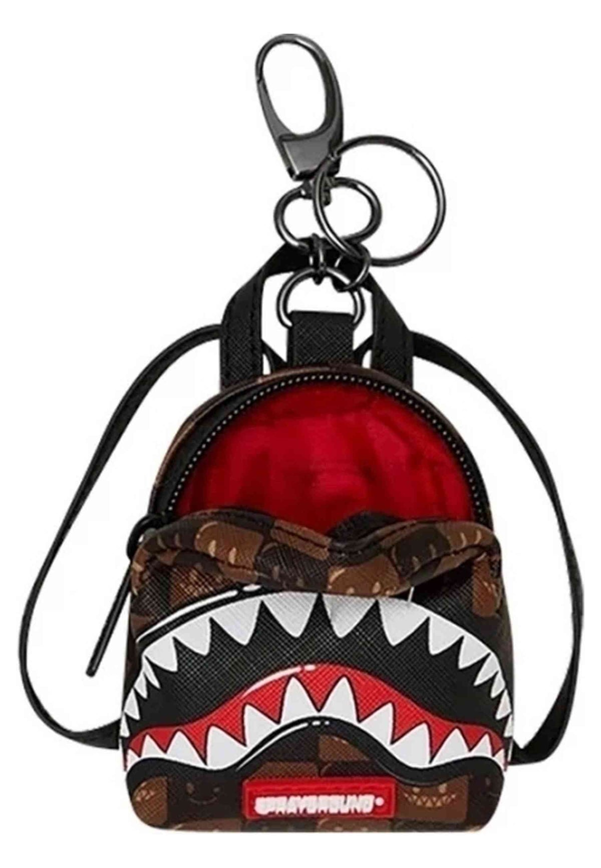 LLAVERO SPRAYGROUND MARRON SHARK IN PARIS WTF BUBBLE BROWN CHECK KEYCHAIN