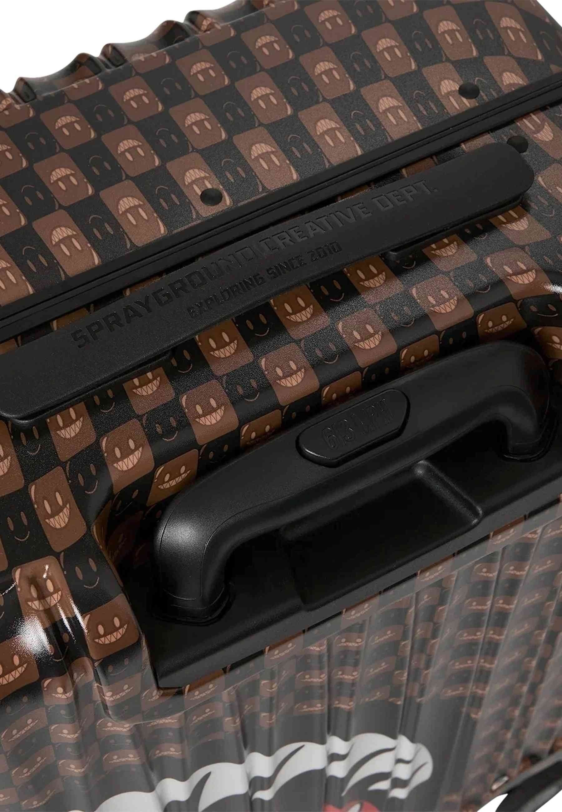 MALETA SPRAYGROUND MARRON SHARKS IN PARIS WTF BUBBLE BROWN CHECK CARRY-ON LUGGAG
