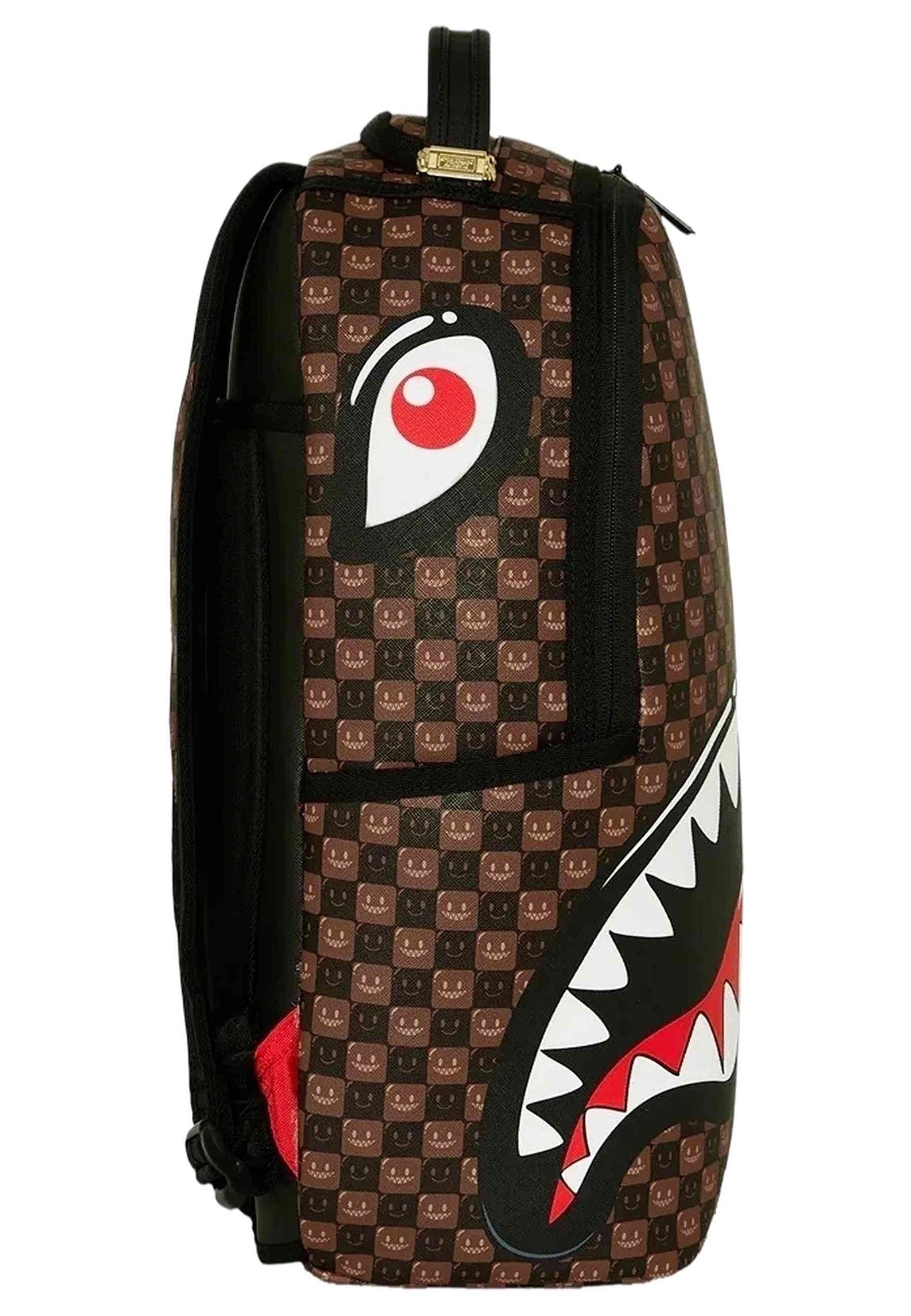 MOCHILA SPRAYGROUND MARORN SHARKS IN PARIS WTF BUBBLE BROWN CHECK BACKPACK