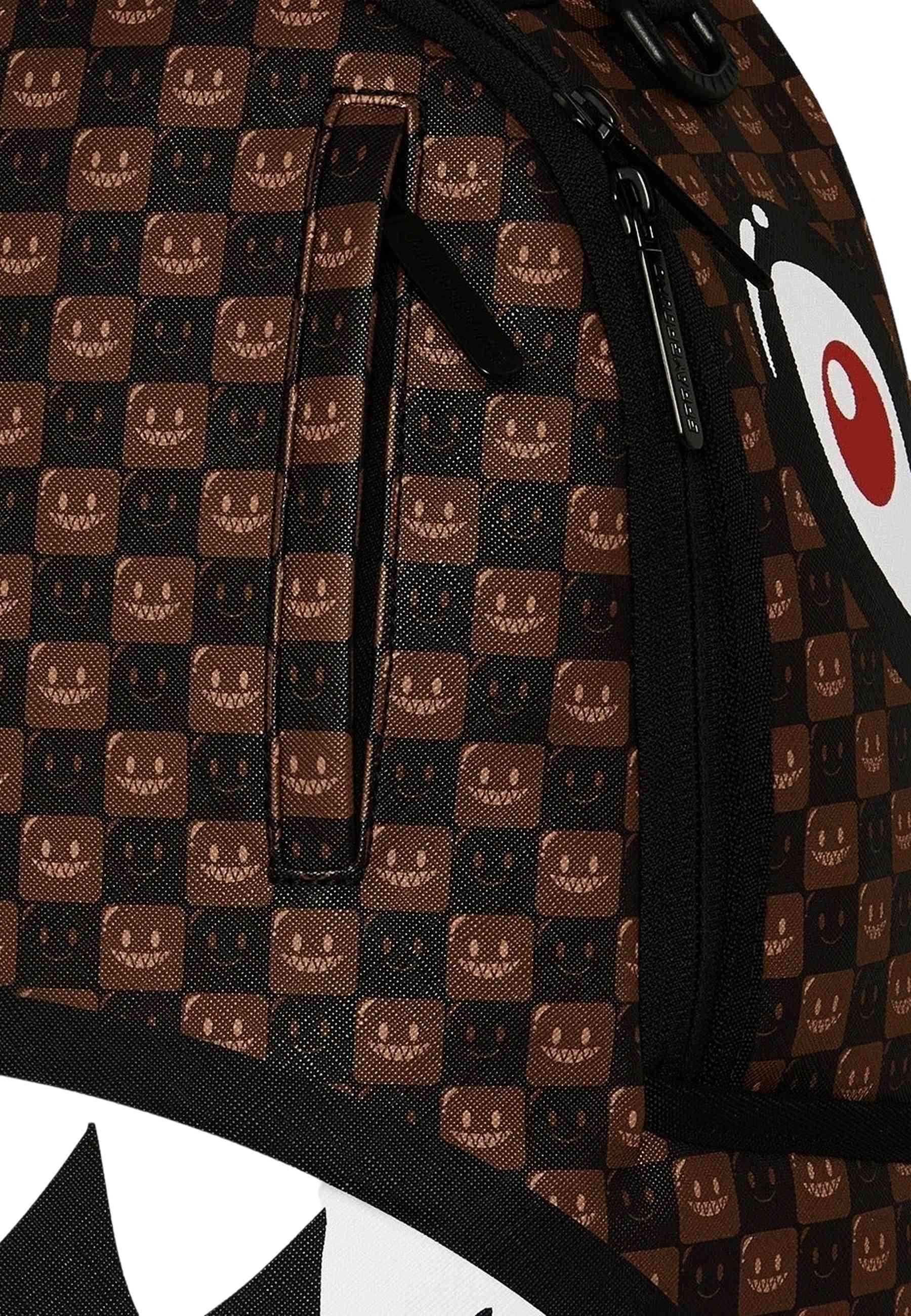 MOCHILA SPRAYGROUND MARORN SHARKS IN PARIS WTF BUBBLE BROWN CHECK BACKPACK