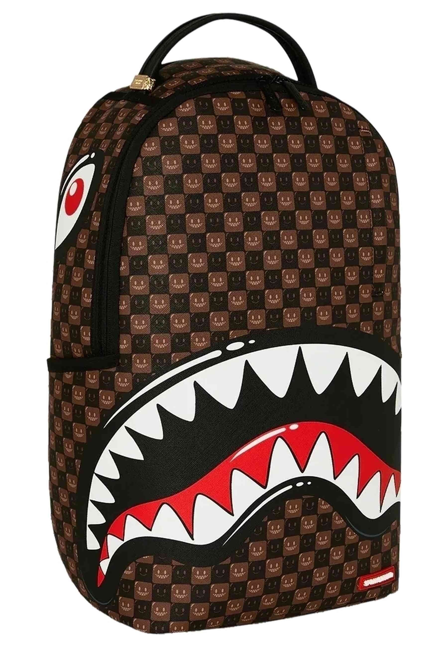 MOCHILA SPRAYGROUND MARORN SHARKS IN PARIS WTF BUBBLE BROWN CHECK BACKPACK