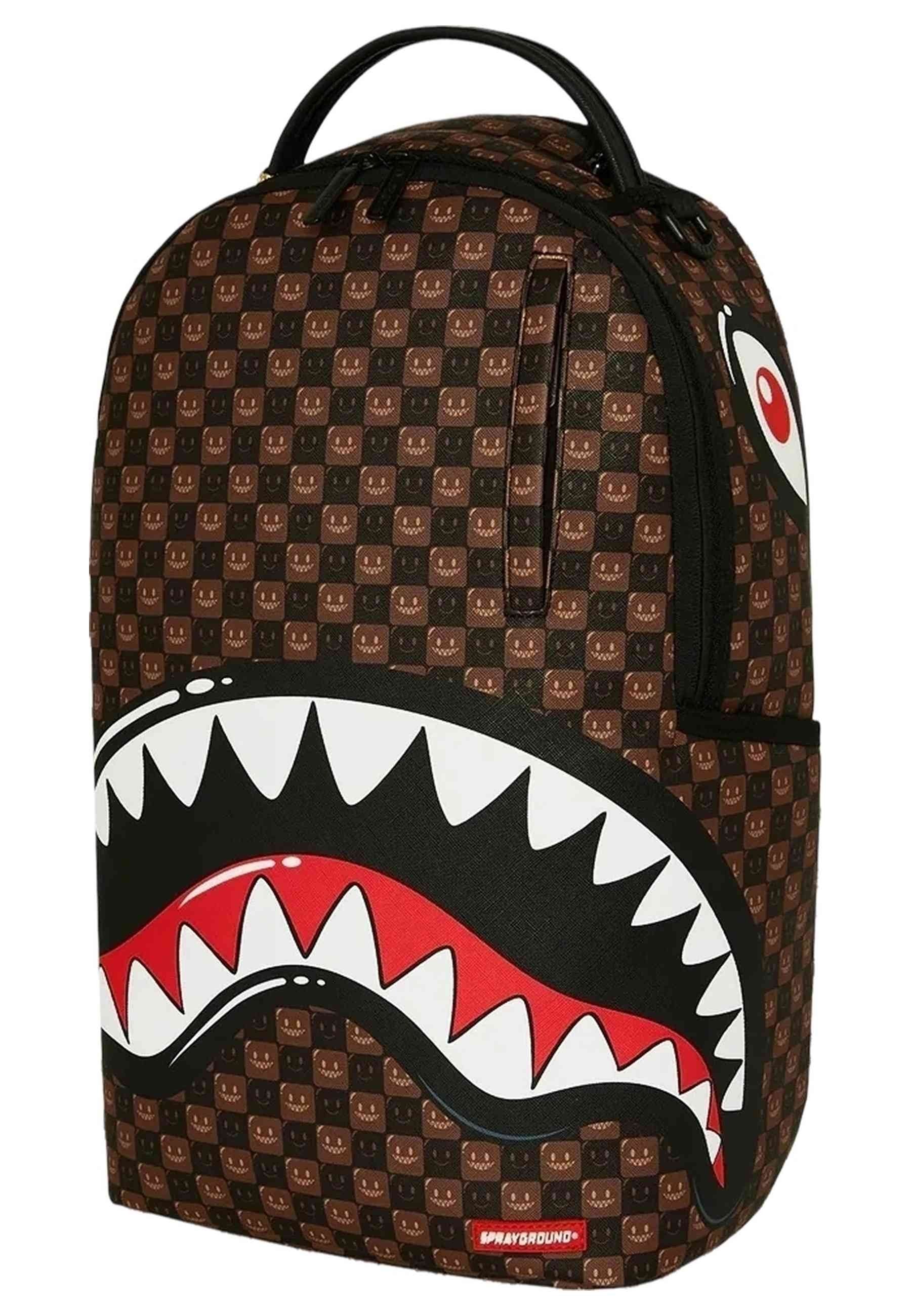 MOCHILA SPRAYGROUND MARORN SHARKS IN PARIS WTF BUBBLE BROWN CHECK BACKPACK