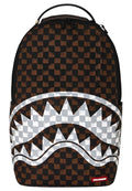 MOCHILA SPRAYGROUND MARRON BROWN AND CREAM DRIP CHECK SHARK BACKPACK