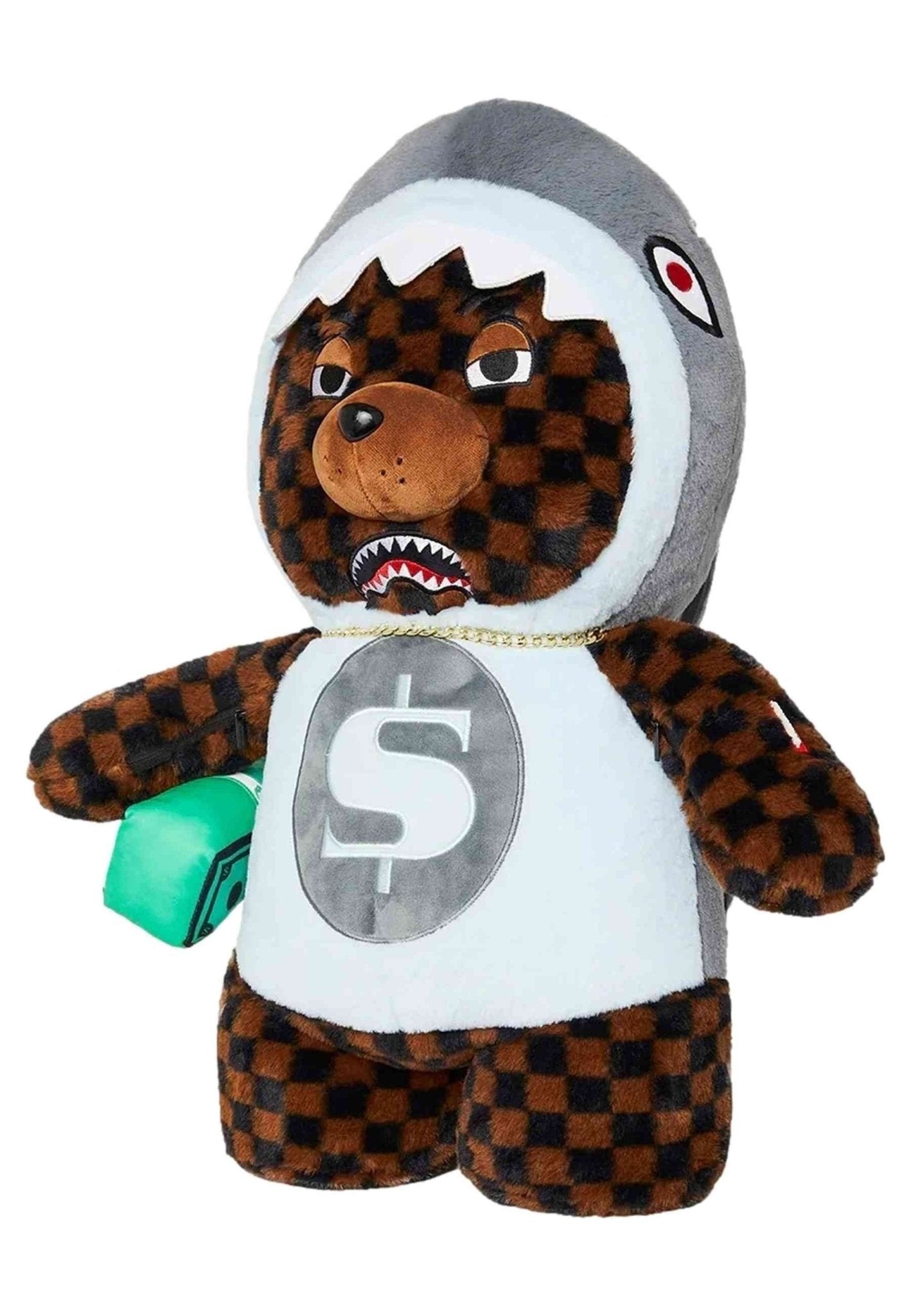 MOCHILA SPRAYGROUND MARRON MONEY BEAR IN SHARK COSTUME BEAR BACKPACK - AREA ZERO