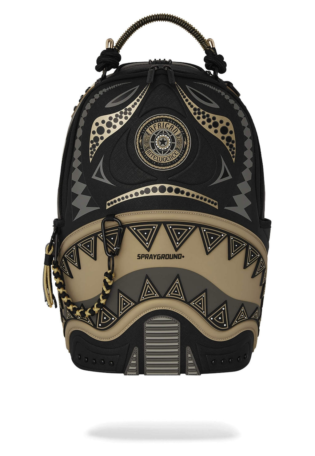 MOCHILA SPRAYGROUND NEGRA AI WONDERLAND GOLD AND BLACK BACKPACK