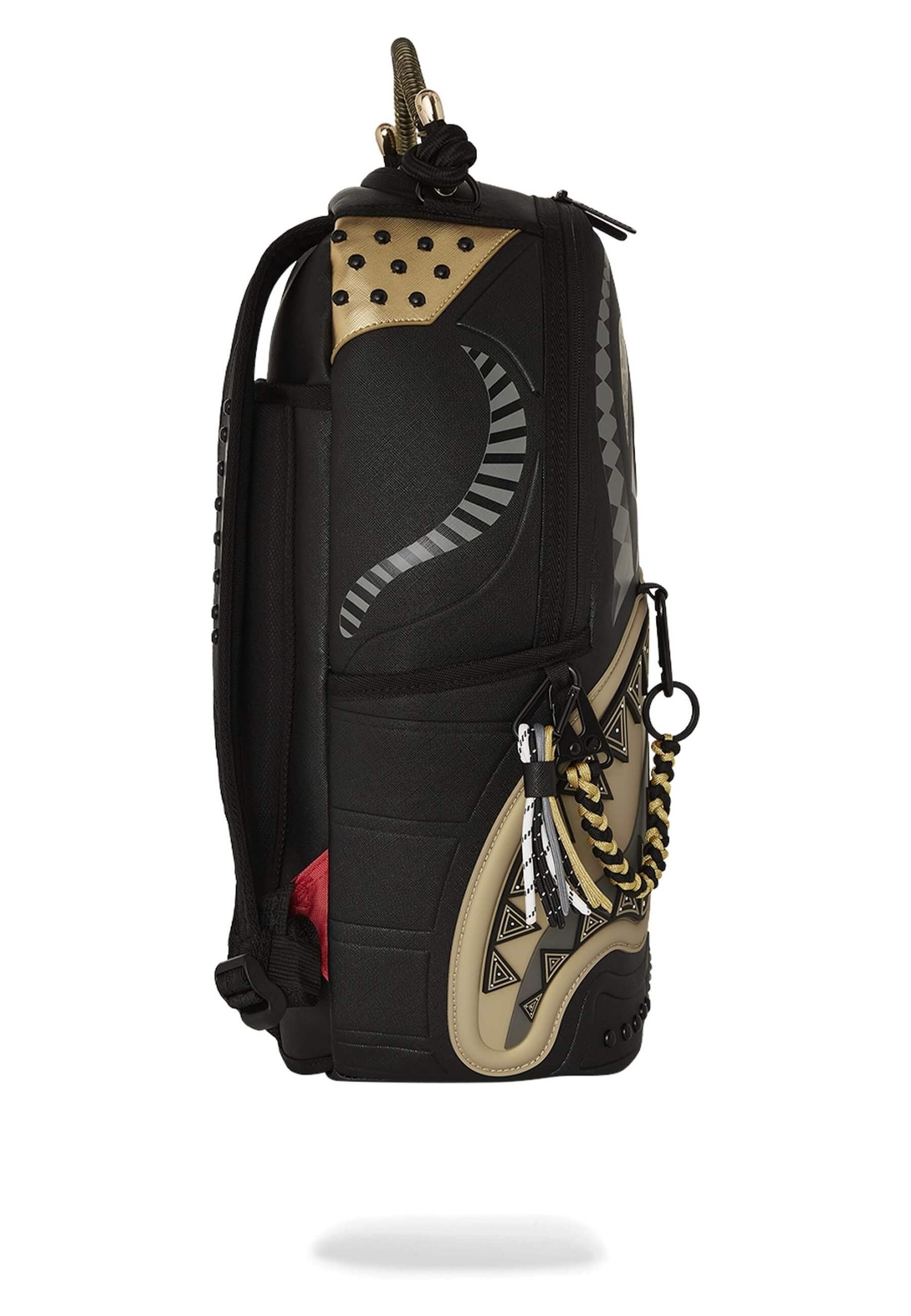 MOCHILA SPRAYGROUND NEGRA AI WONDERLAND GOLD AND BLACK BACKPACK