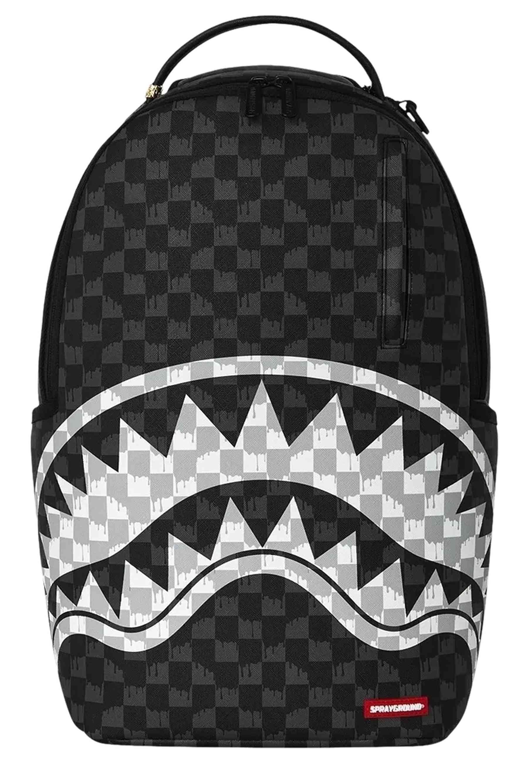 MOCHILA SPRAYGROUND NEGRA BLACK & WHITE DRIP CHECK CHARK BACKPACK