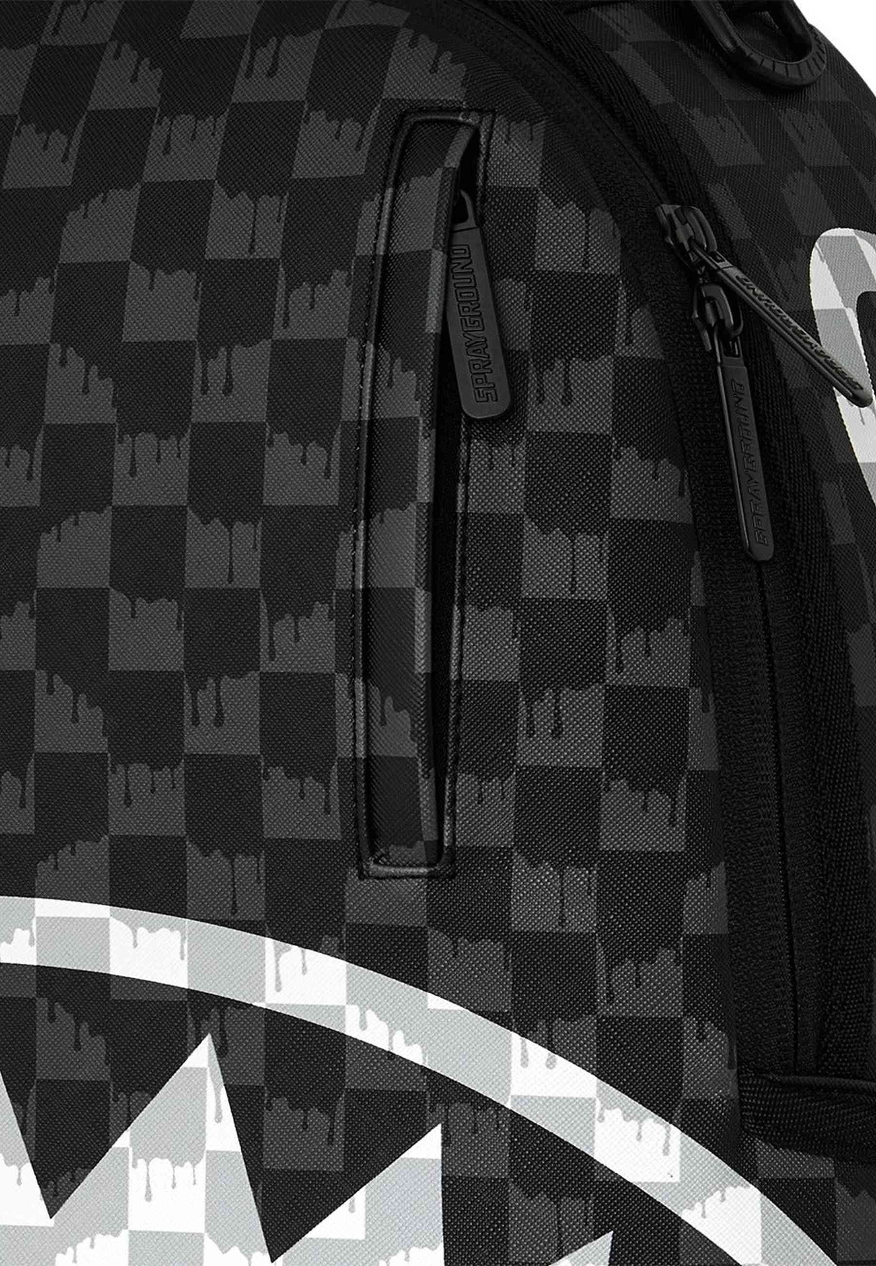 MOCHILA SPRAYGROUND NEGRA BLACK & WHITE DRIP CHECK CHARK BACKPACK