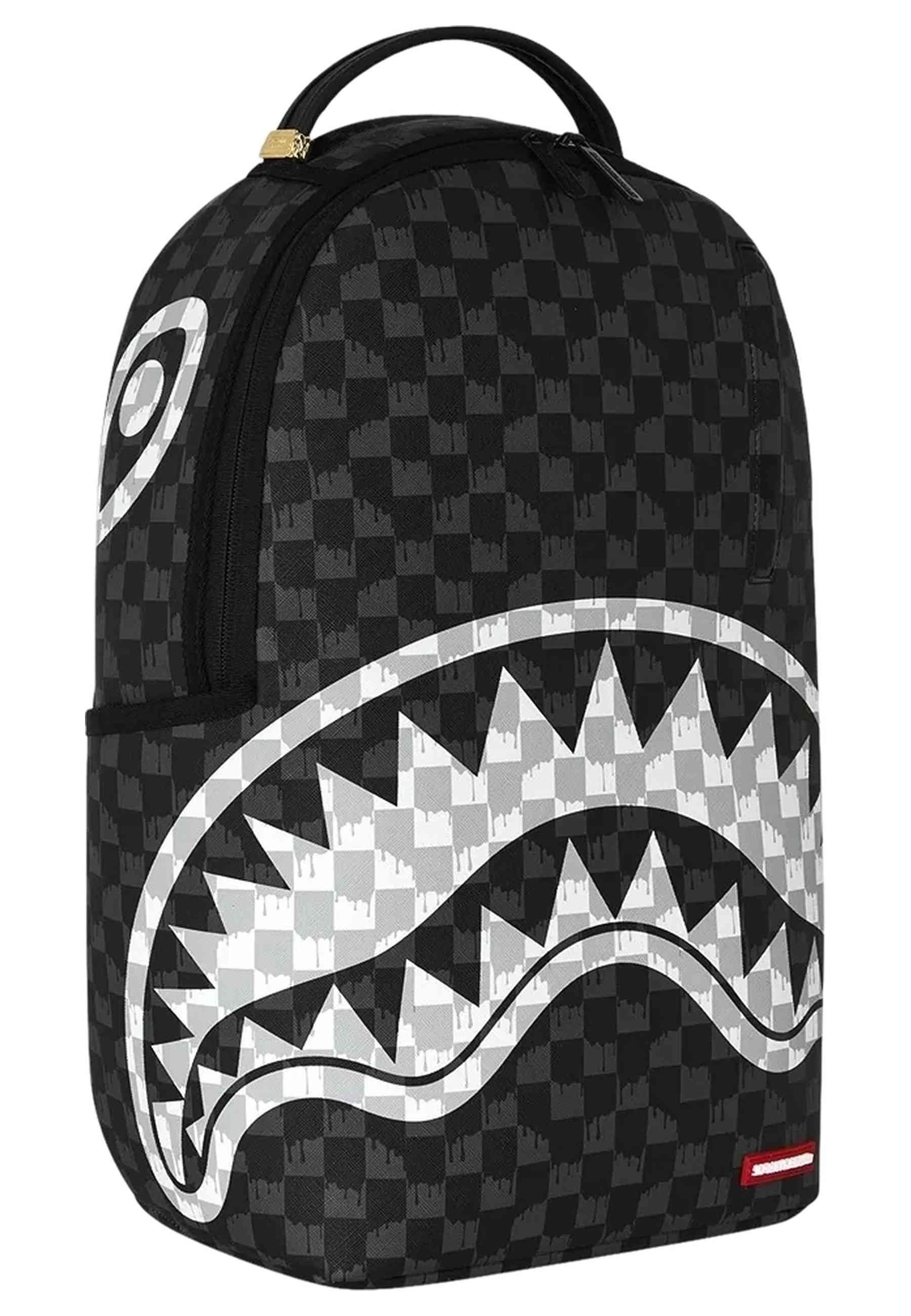 MOCHILA SPRAYGROUND NEGRA BLACK & WHITE DRIP CHECK CHARK BACKPACK