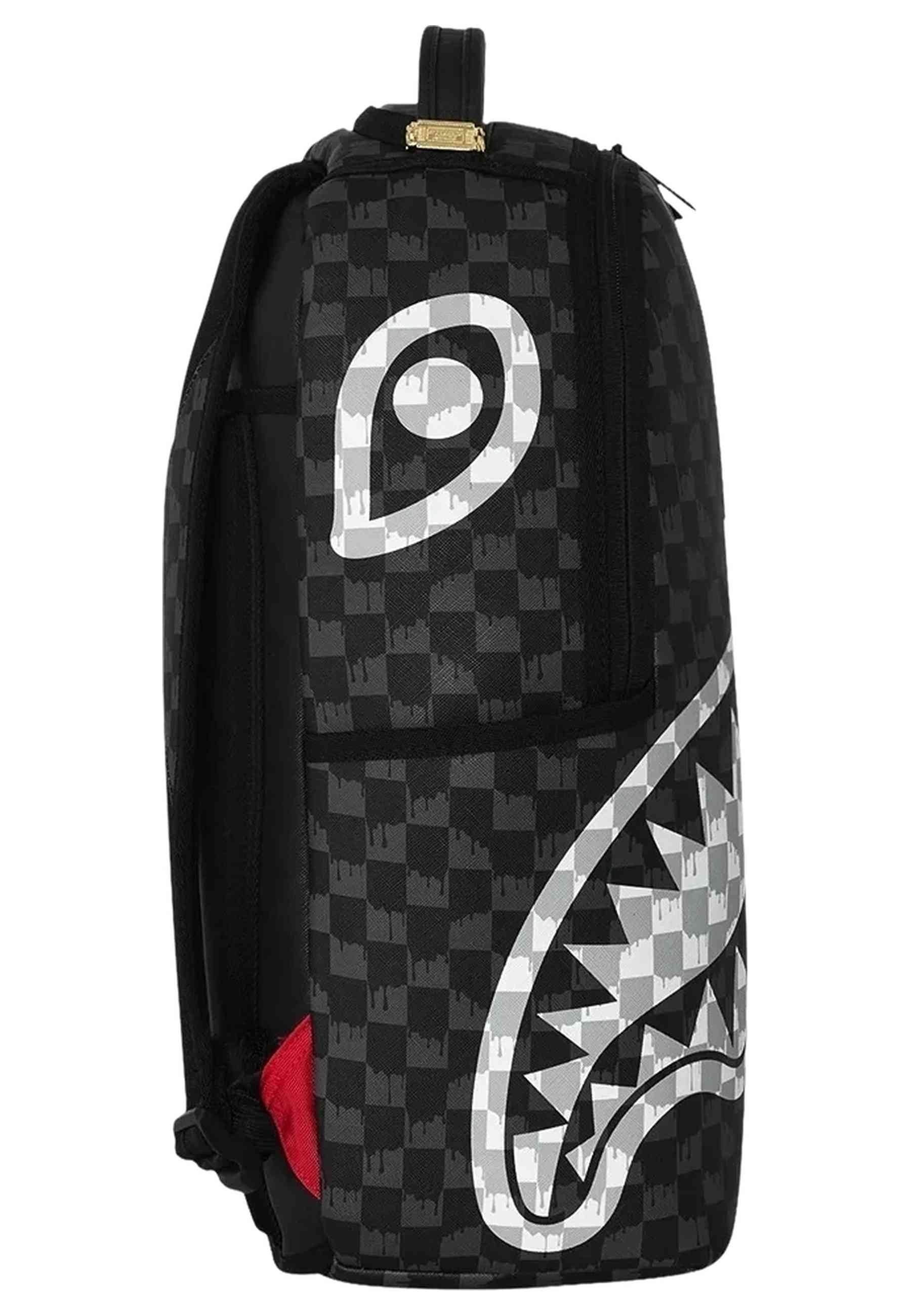 MOCHILA SPRAYGROUND NEGRA BLACK & WHITE DRIP CHECK CHARK BACKPACK