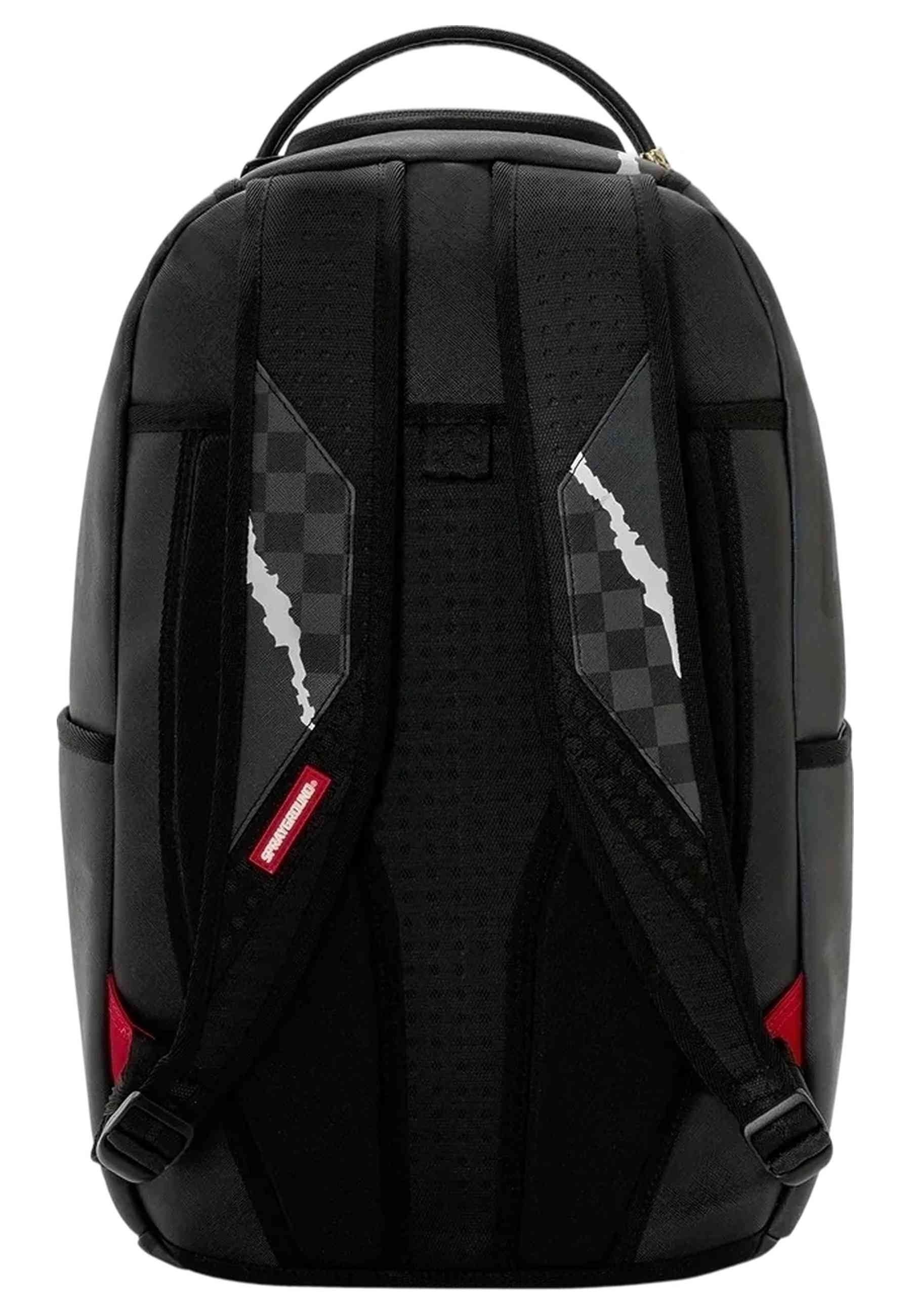 MOCHILA SPRAYGROUND NEGRA CENTER RIP REVEALING GRAY CHECK BACKPACK
