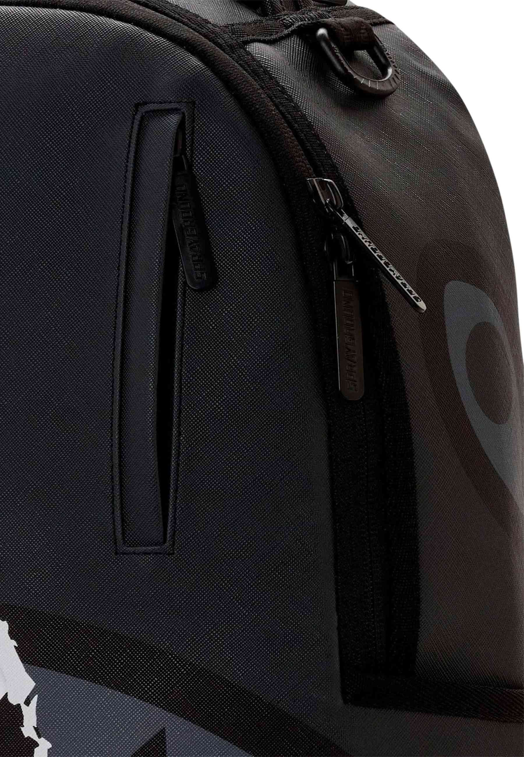 MOCHILA SPRAYGROUND NEGRA CENTER RIP REVEALING GRAY CHECK BACKPACK