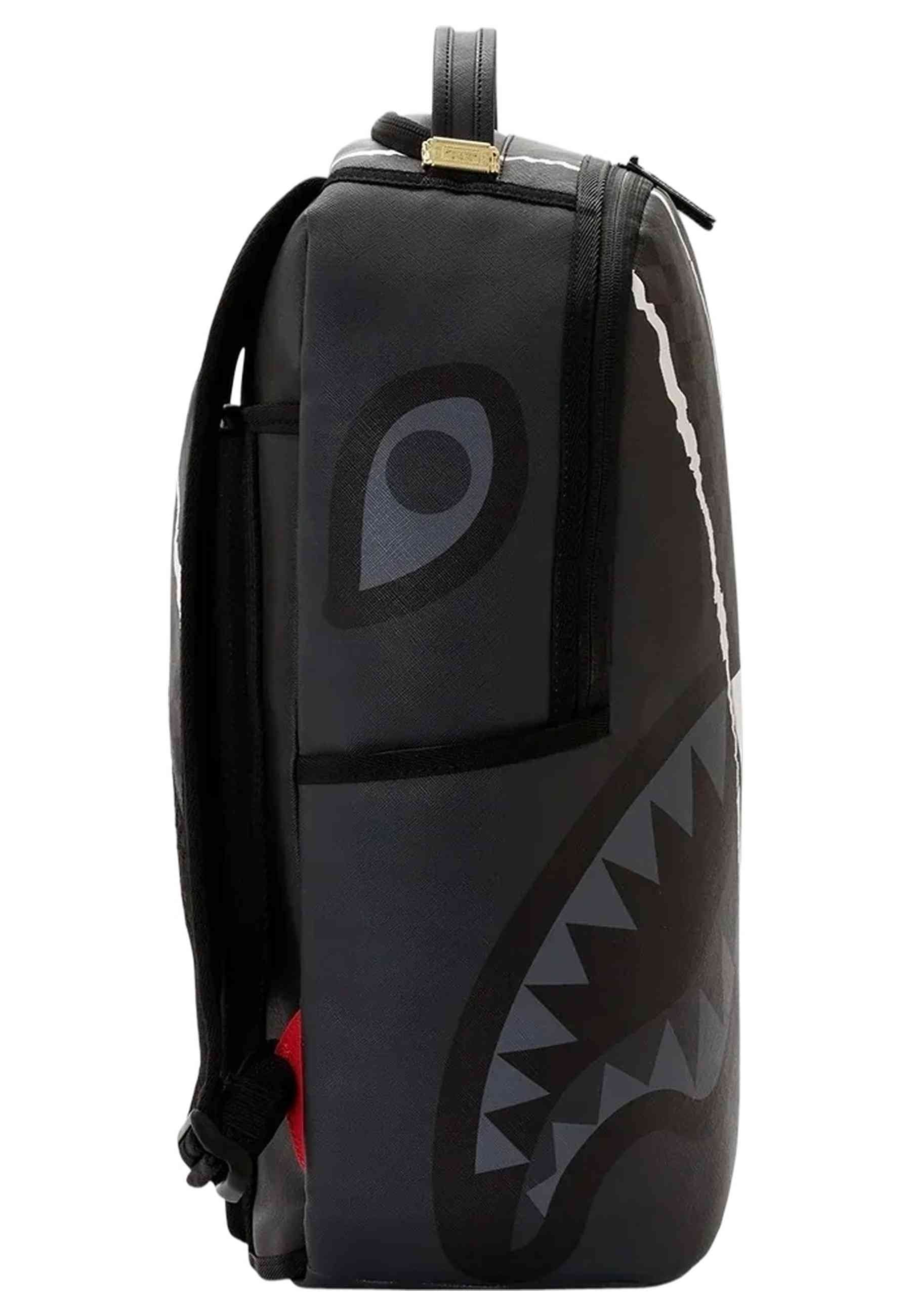 MOCHILA SPRAYGROUND NEGRA CENTER RIP REVEALING GRAY CHECK BACKPACK