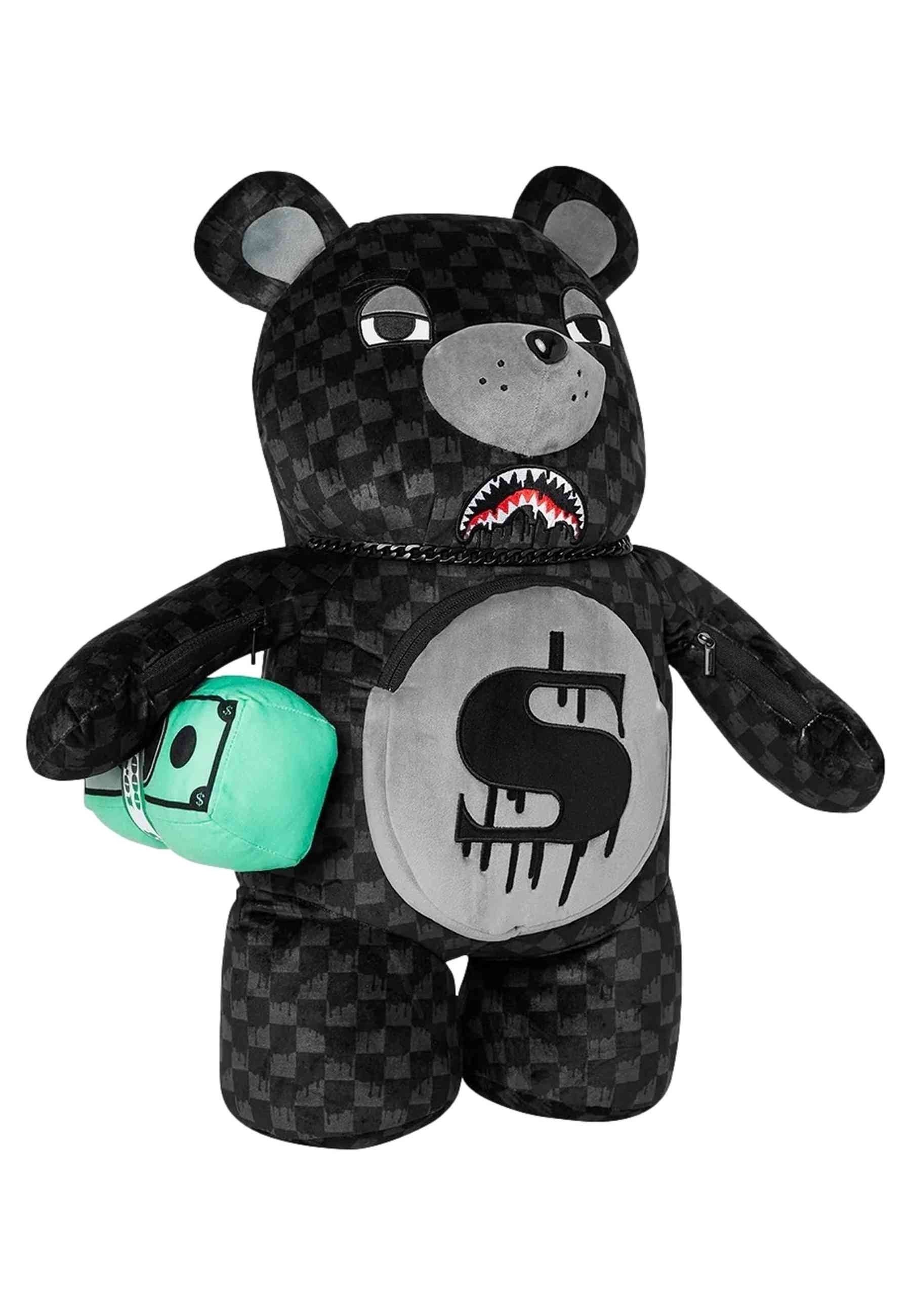 MOCHILA SPRAYGROUND NEGRA DRIPPING SHARKS IN PARIS MONEYBEAR TEDDY BEAR