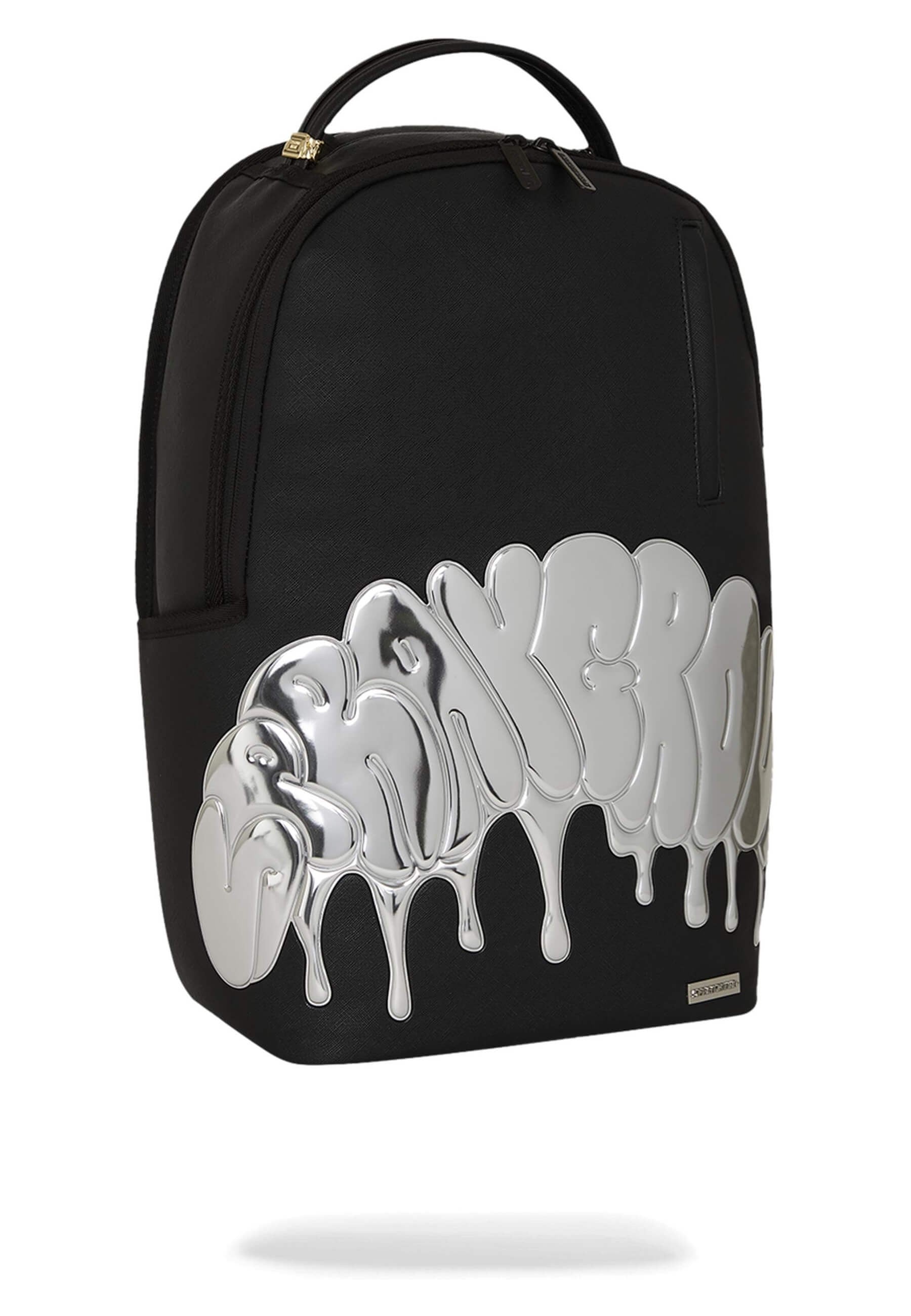 MOCHILA SPRAYGROUND NEGRA METALLIC DRIP SHARK BUBBLE LETTERS DLX BCKPACK