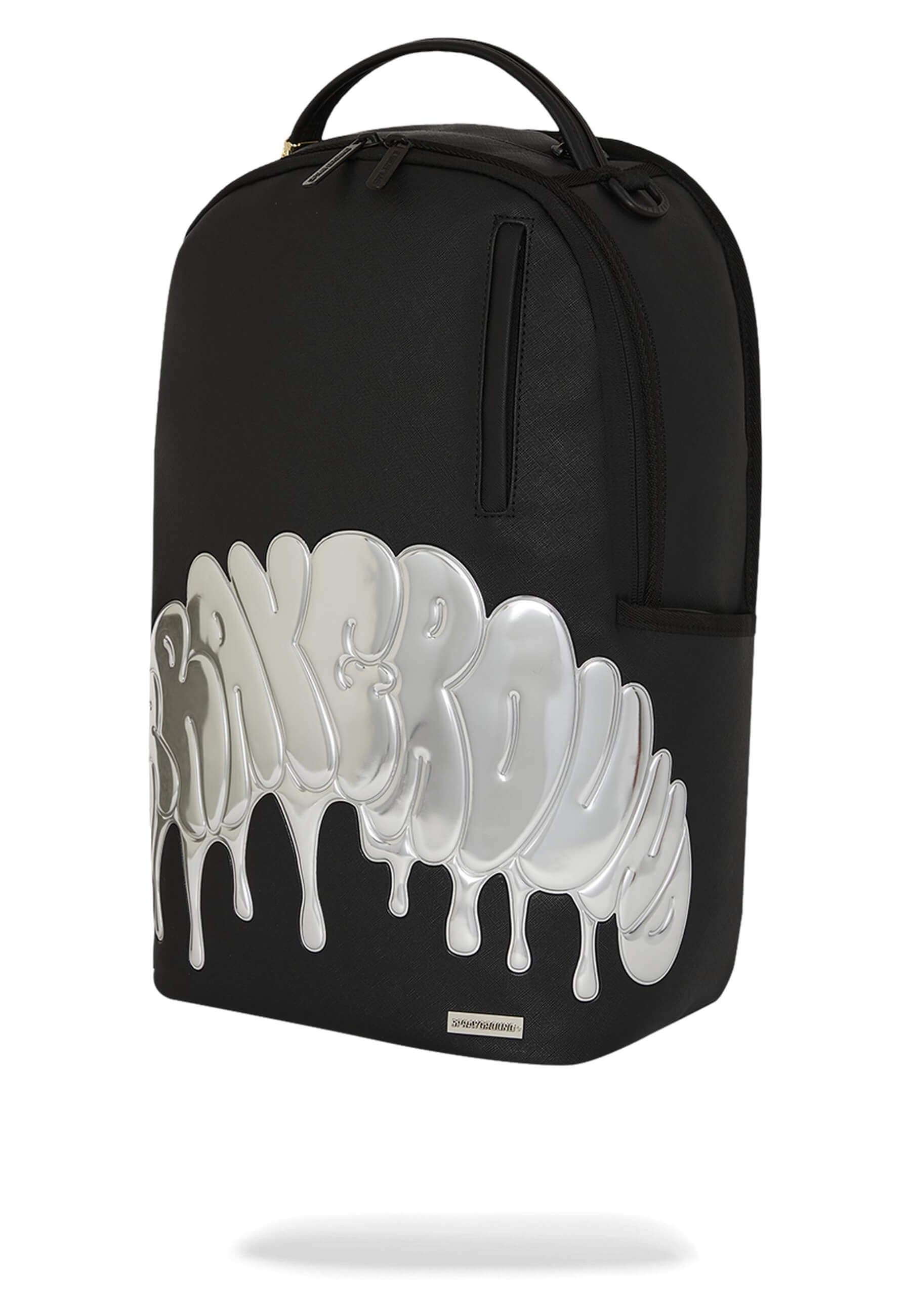 MOCHILA SPRAYGROUND NEGRA METALLIC DRIP SHARK BUBBLE LETTERS DLX BCKPACK