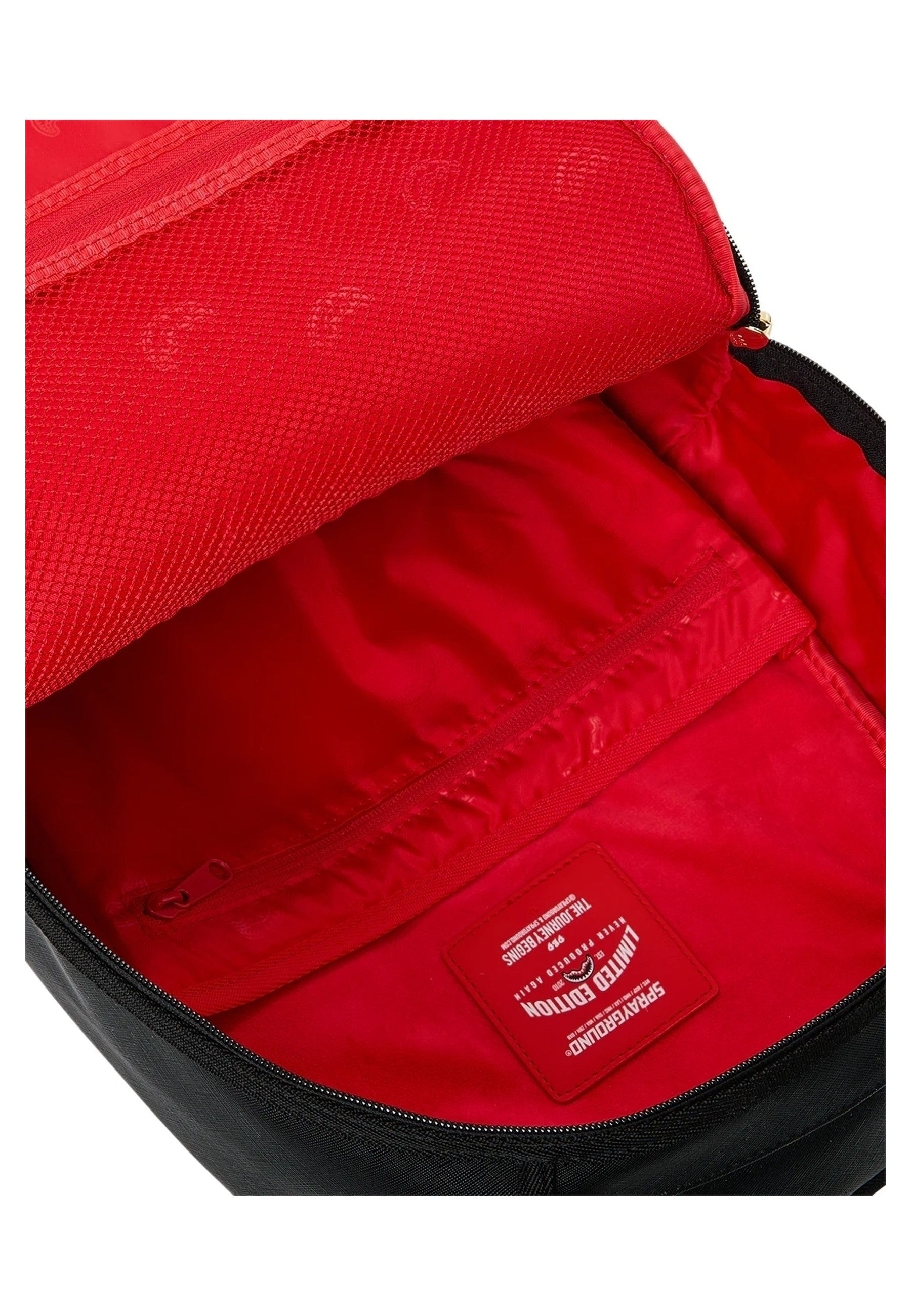 MOCHILA SPRAYGROUND NEGRA MISSIN BAG FLYER ON BAG WITH REAL CUTS STRIPS BACKPACK