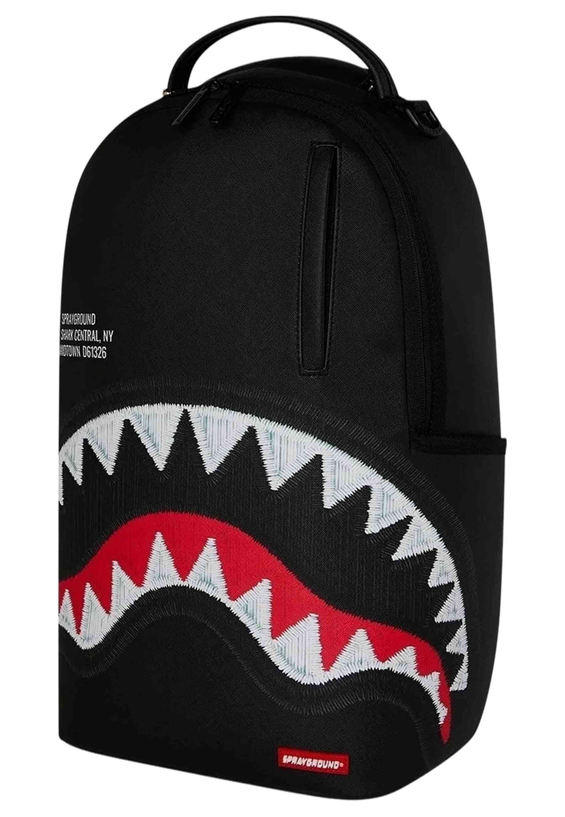 MOCHILA SPRAYGROUND NEGRA SHARK CENTRAL BLACK EMBROIDERED SHARK BACKPACK