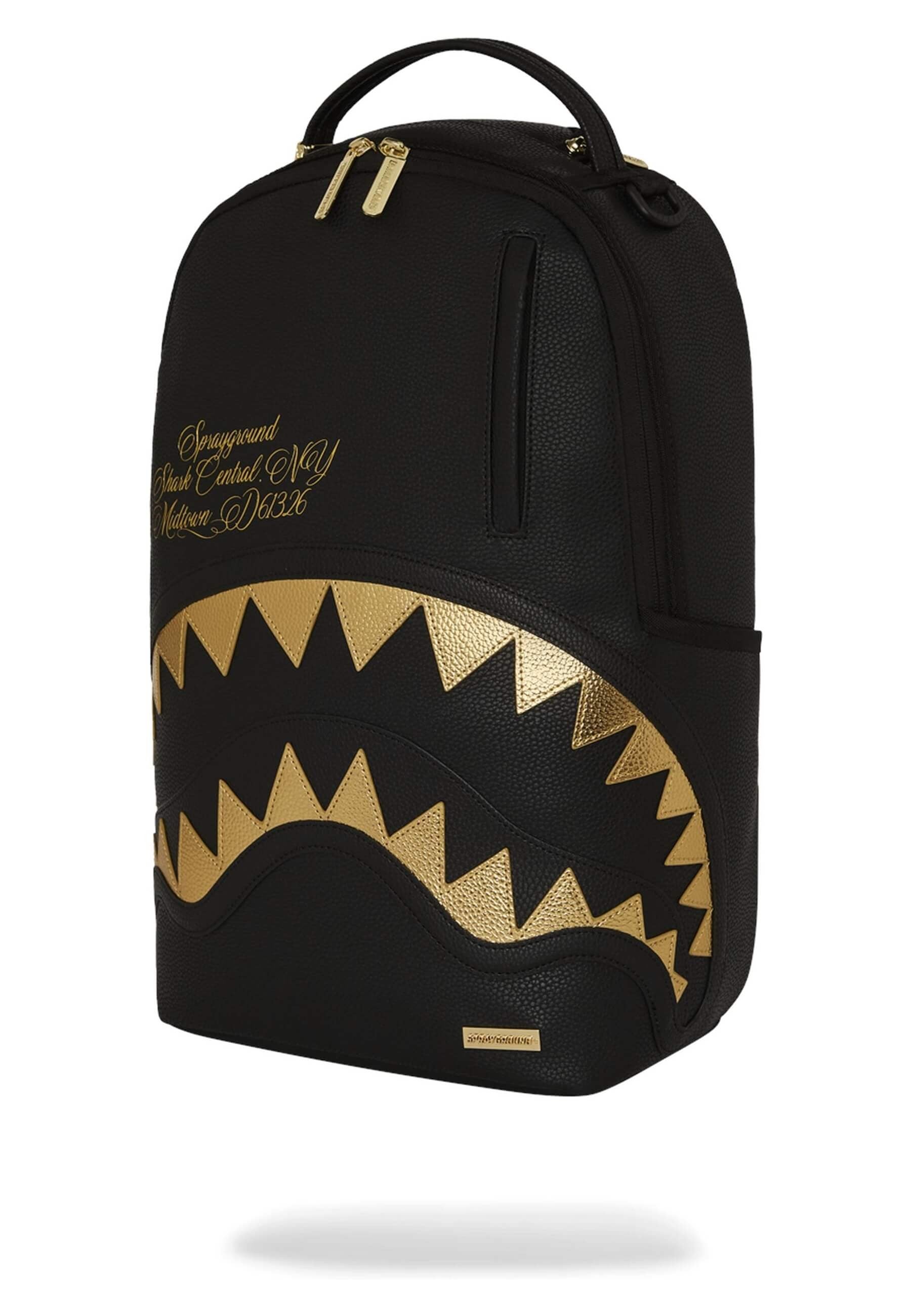 MOCHILA SPRAYGROUND NEGRA SHARK CENTRAL GOLD DLXSV PACKPACK