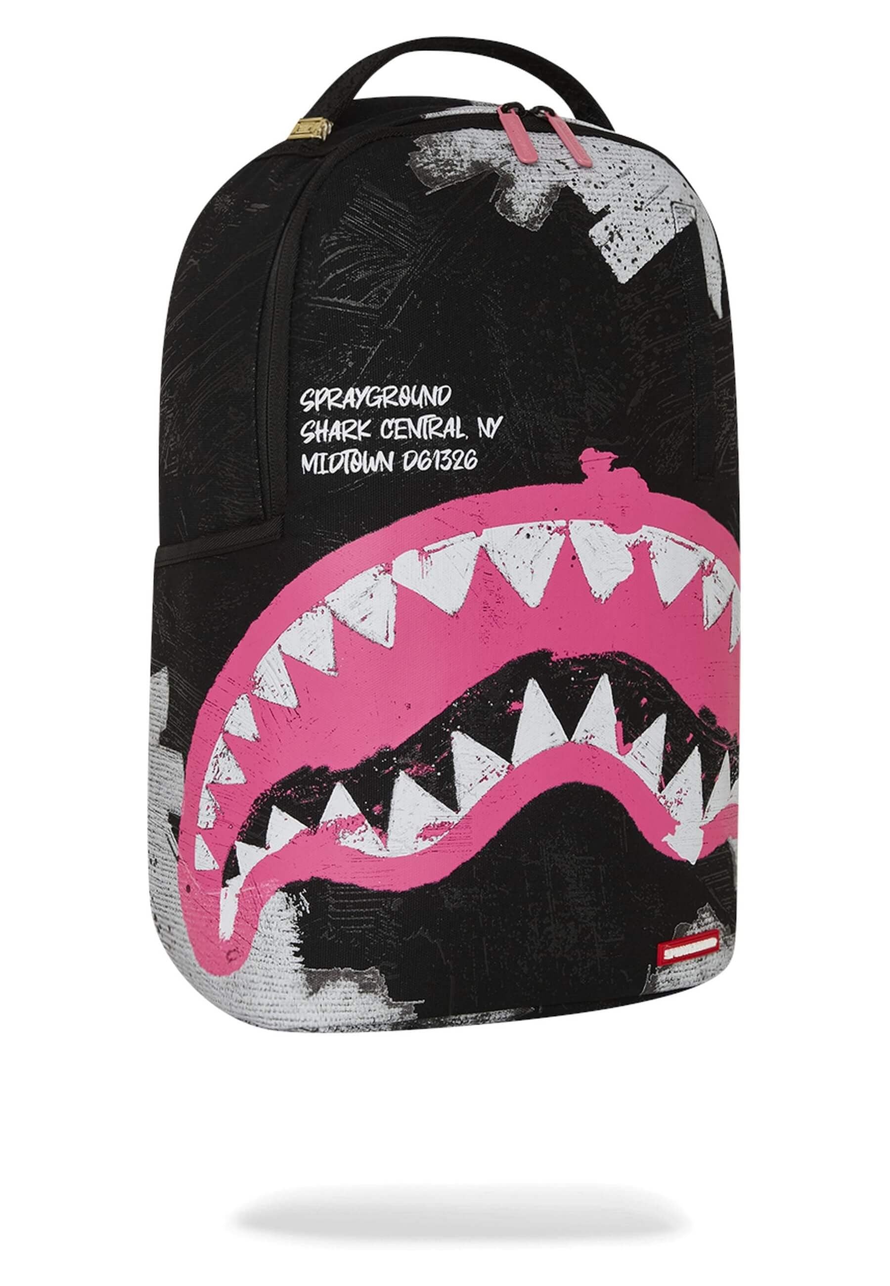 MOCHILA SPRAYGROUND NEGRA SHARK CENTRAL SORBET HAND PAINTED DLX COTTON BACKPA
