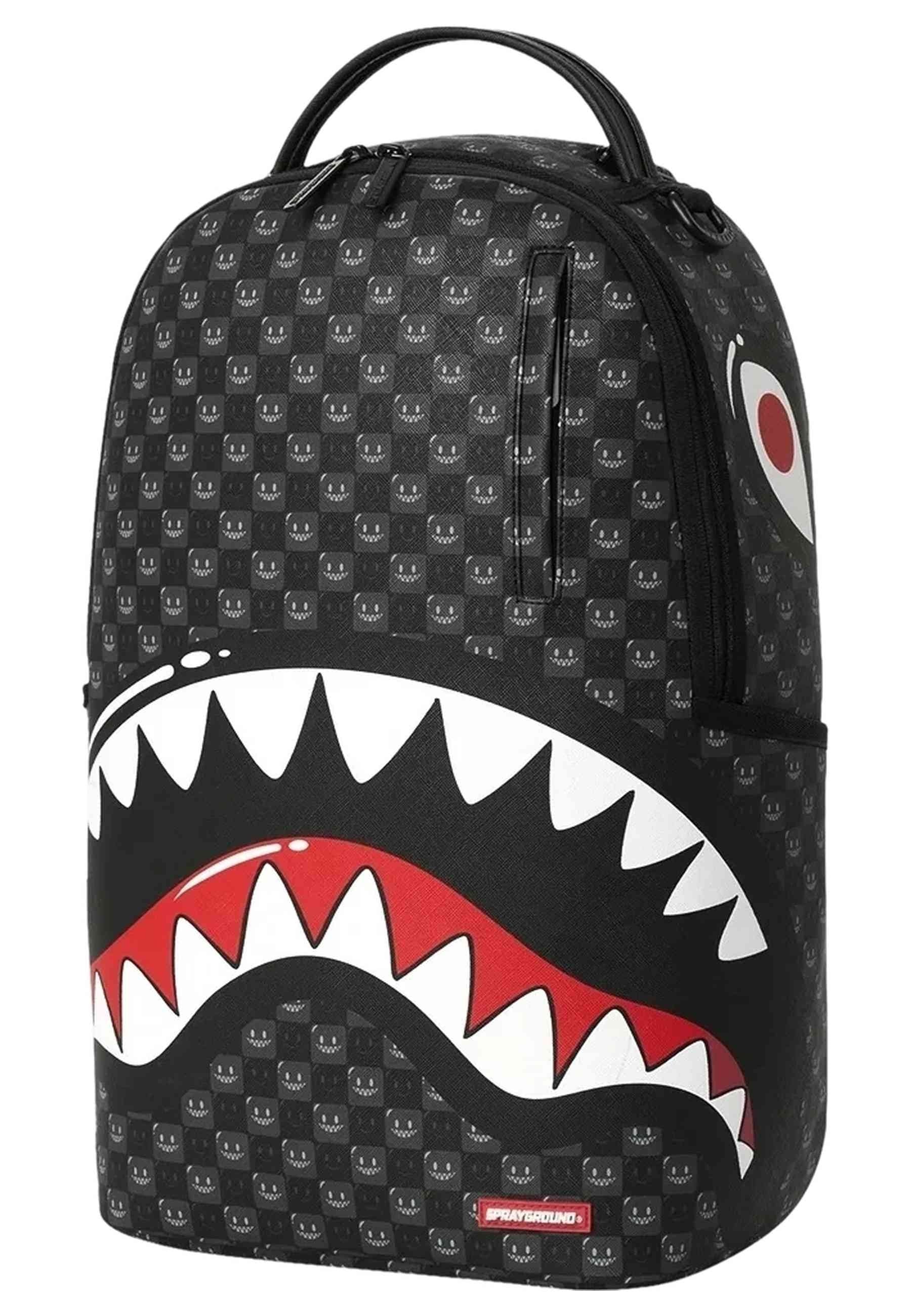 MOCHILA SPRAYGROUND NEGRA SHARK IN PARIS WTF BUBBLY BLACK CHECK BACKPACK