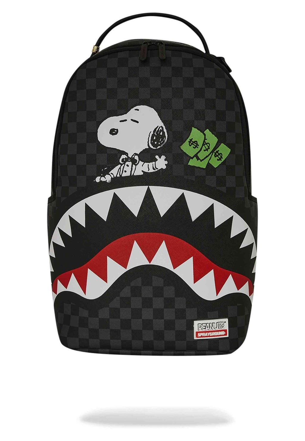 MOCHILA SPRAYGROUND NEGRA SNOOPY TOP SHARK MONEY DLXSV