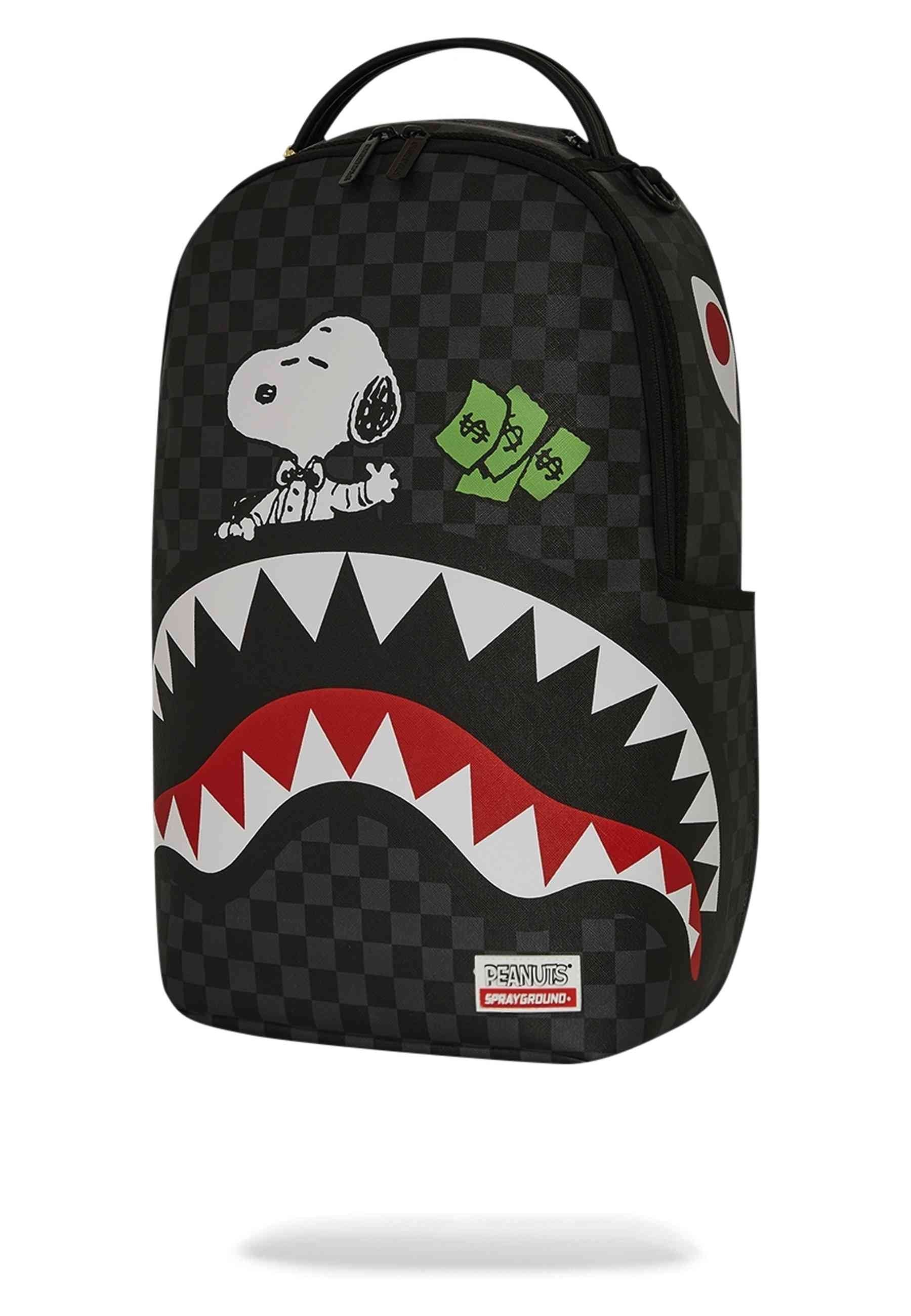 MOCHILA SPRAYGROUND NEGRA SNOOPY TOP SHARK MONEY DLXSV