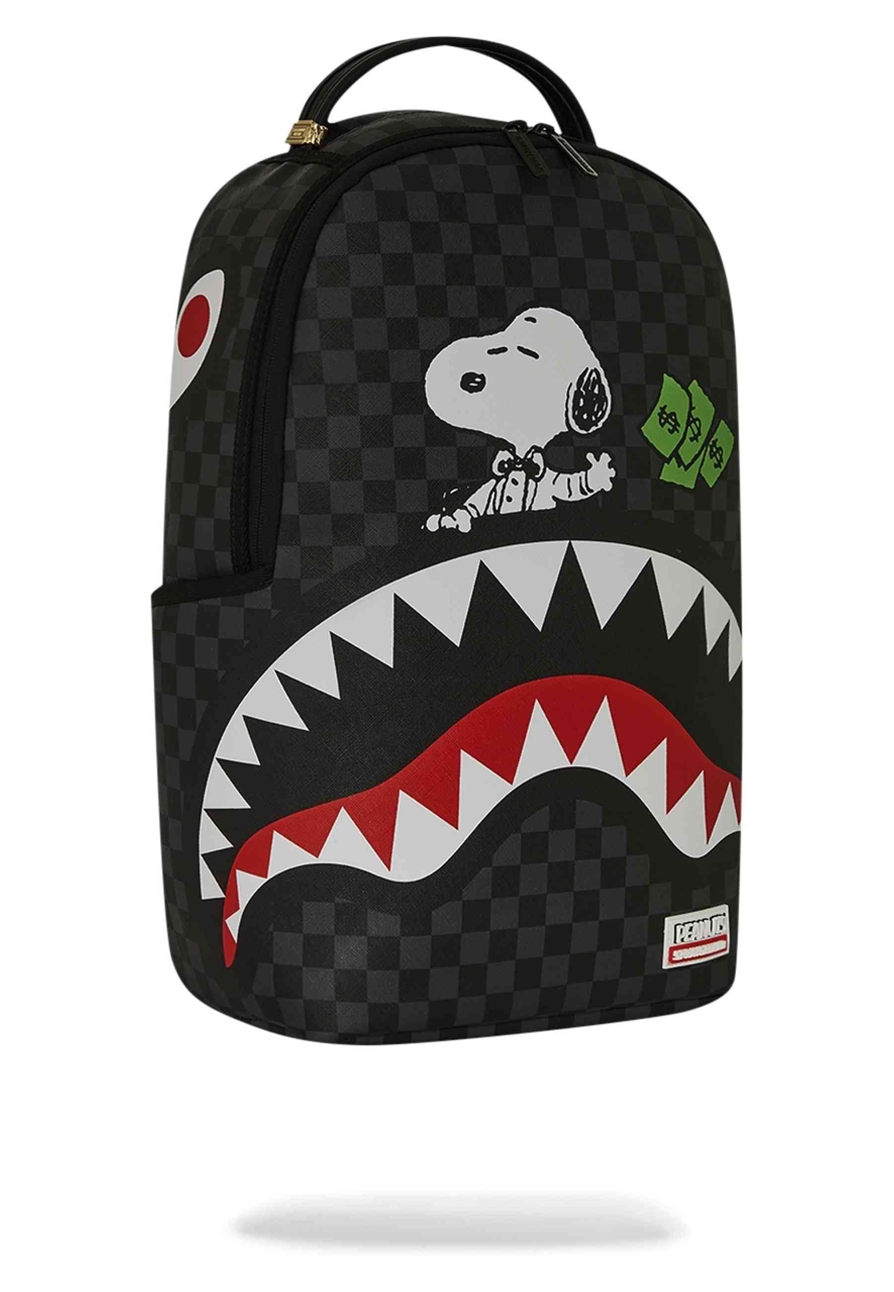 MOCHILA SPRAYGROUND NEGRA SNOOPY TOP SHARK MONEY DLXSV