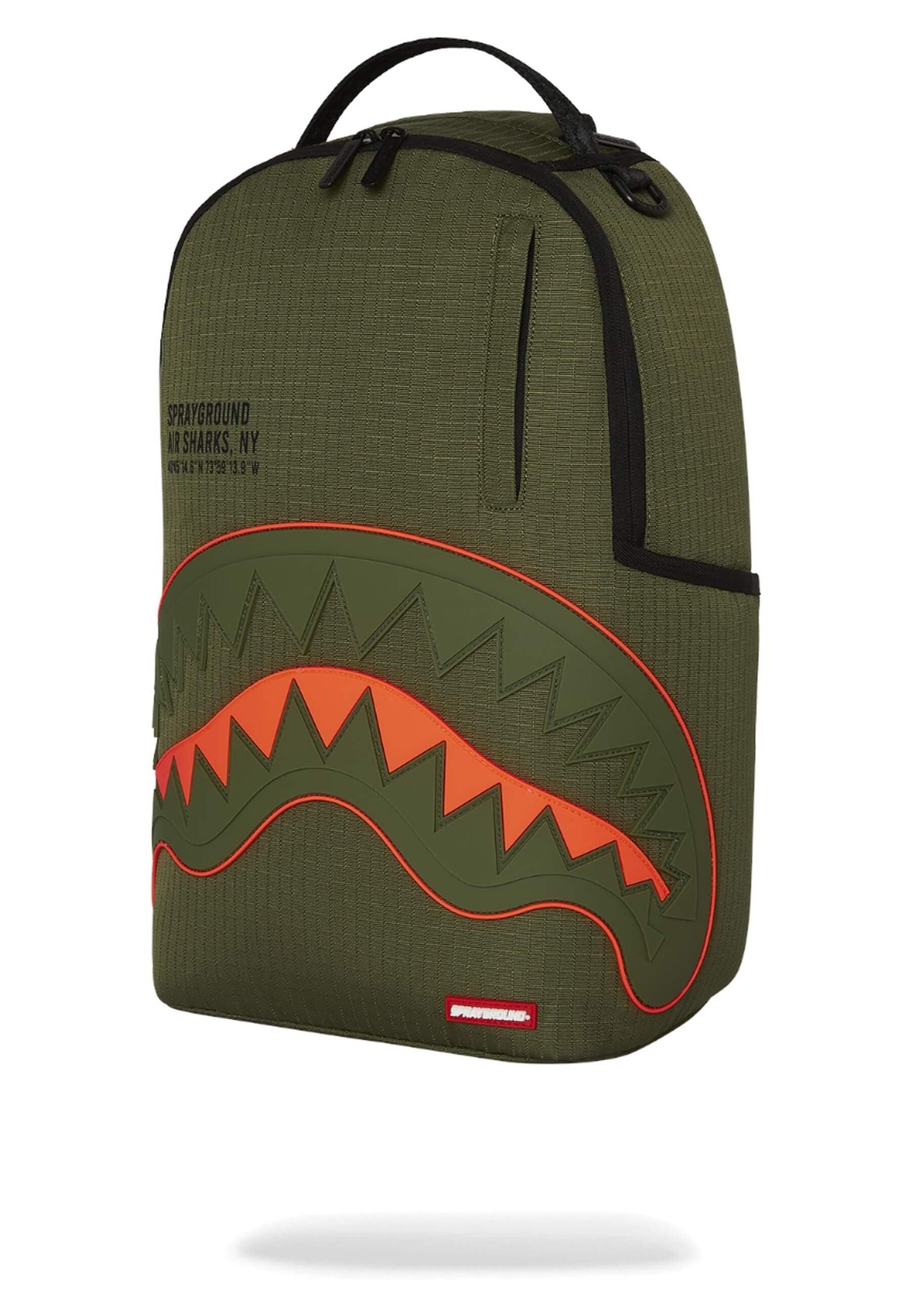 MOCHILA SPRAYGROUND VERD NYLON SHARK CENTRAL ARMY DLX-RIPSTOP BACKPACK