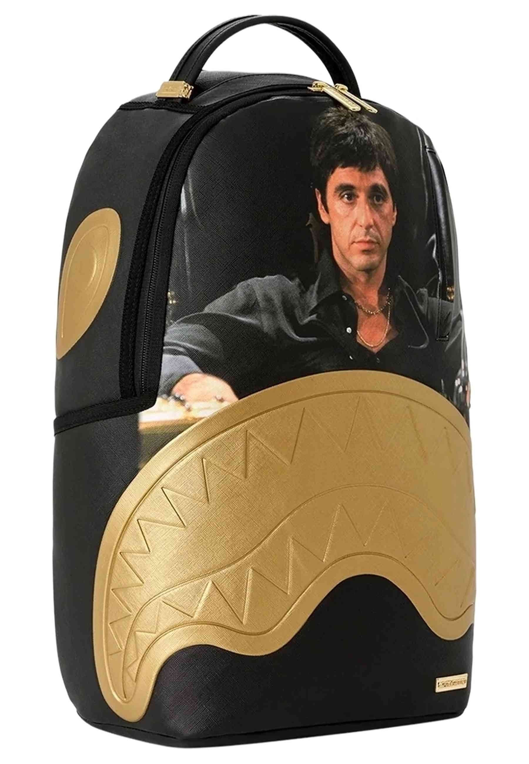 MOCHILA SPRAYGRUND NEGRA SCARFACE GOLD EMBOSSED BACKPACK