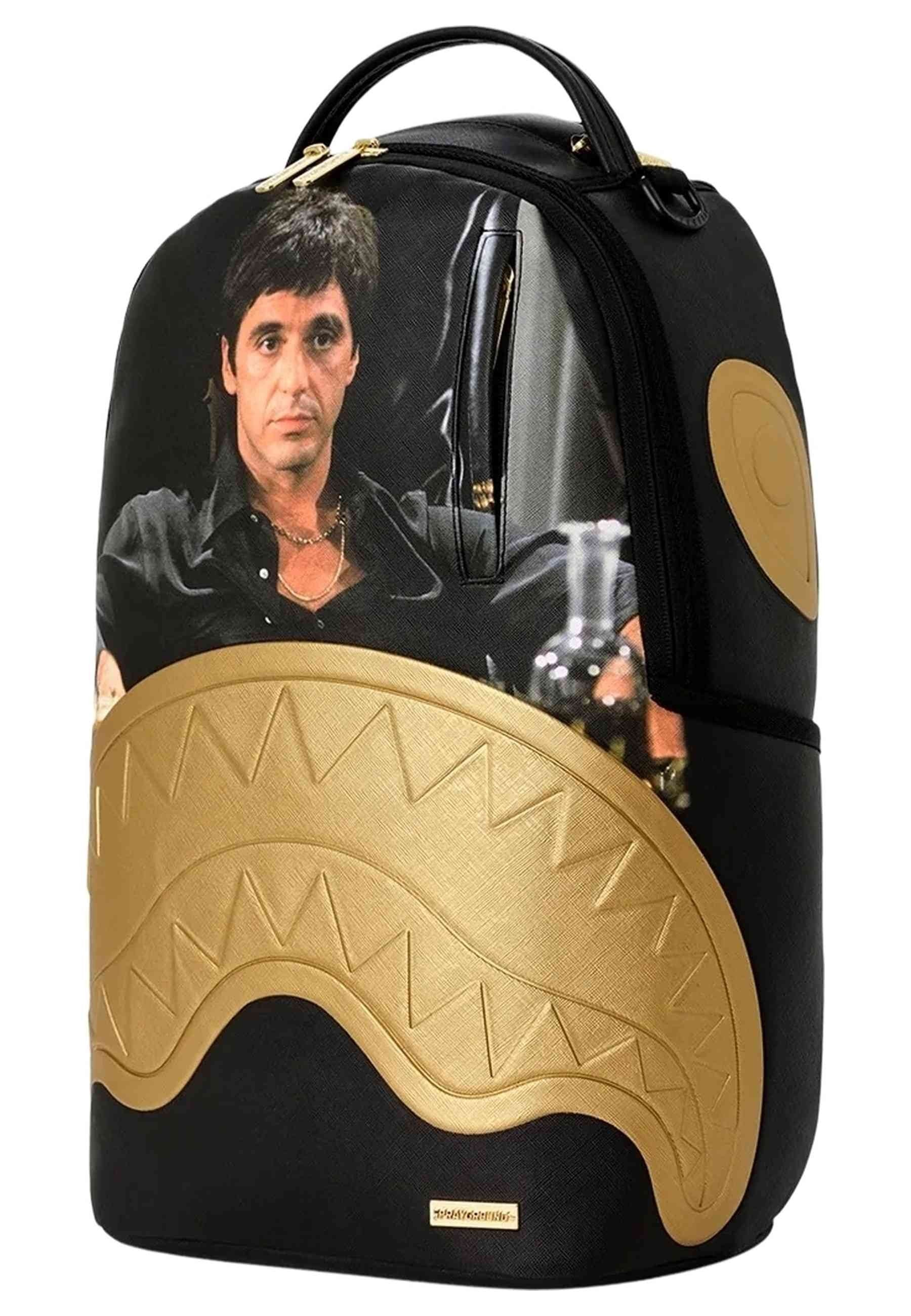 MOCHILA SPRAYGRUND NEGRA SCARFACE GOLD EMBOSSED BACKPACK
