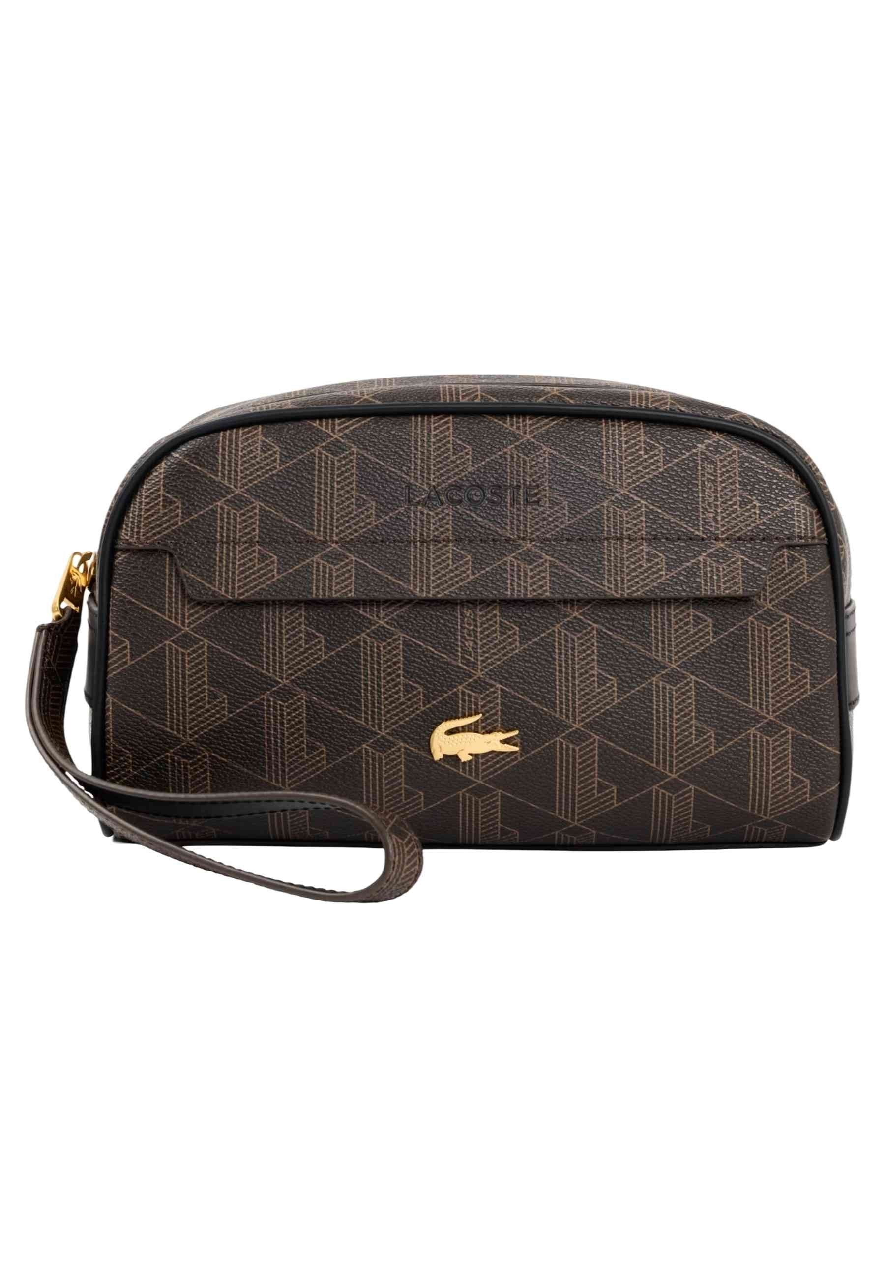 NECESER LACOSTE MONOGRAM THE BLEND TOILETRY MARRRON