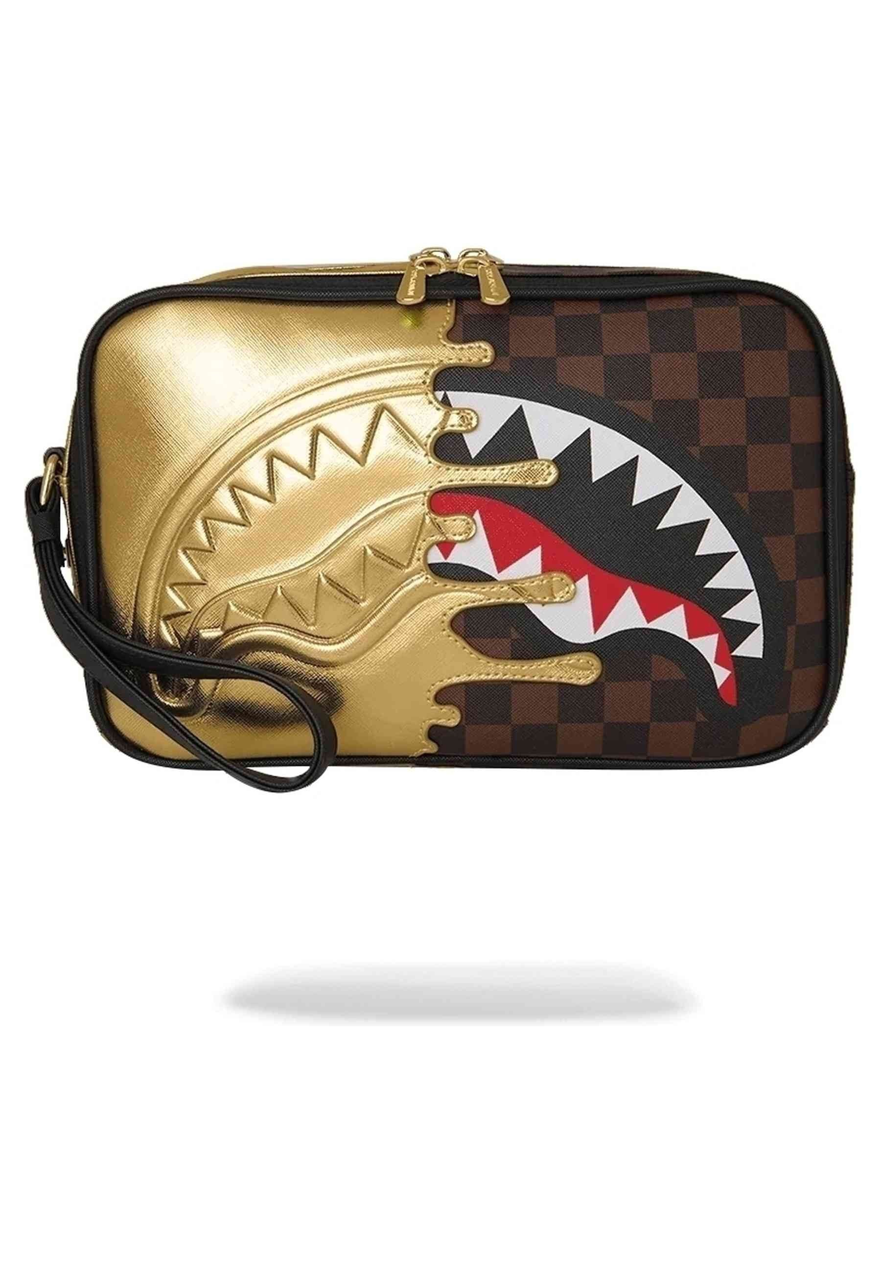 NECESER SPRAYGROUND MARRON SHARKS IN PARIS GOLD DRIP TOILETRY BRICK