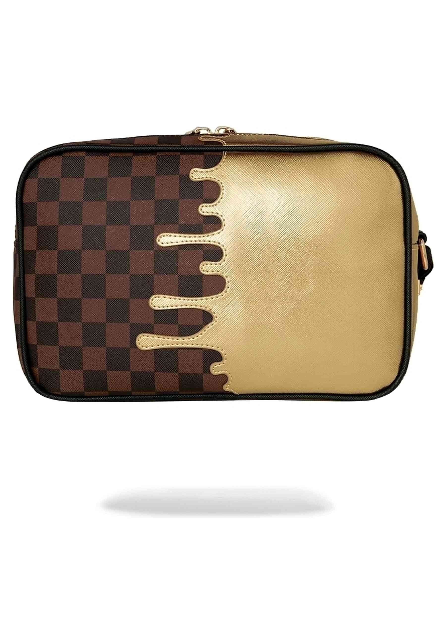 NECESER SPRAYGROUND MARRON SHARKS IN PARIS GOLD DRIP TOILETRY BRICK