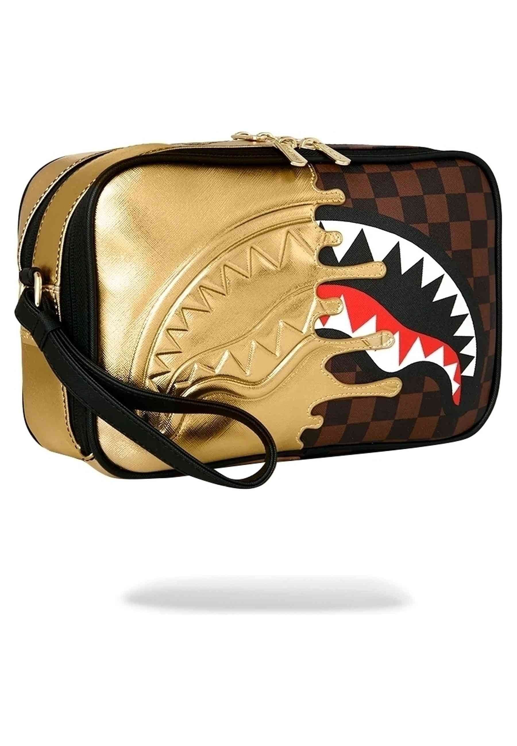 NECESER SPRAYGROUND MARRON SHARKS IN PARIS GOLD DRIP TOILETRY BRICK