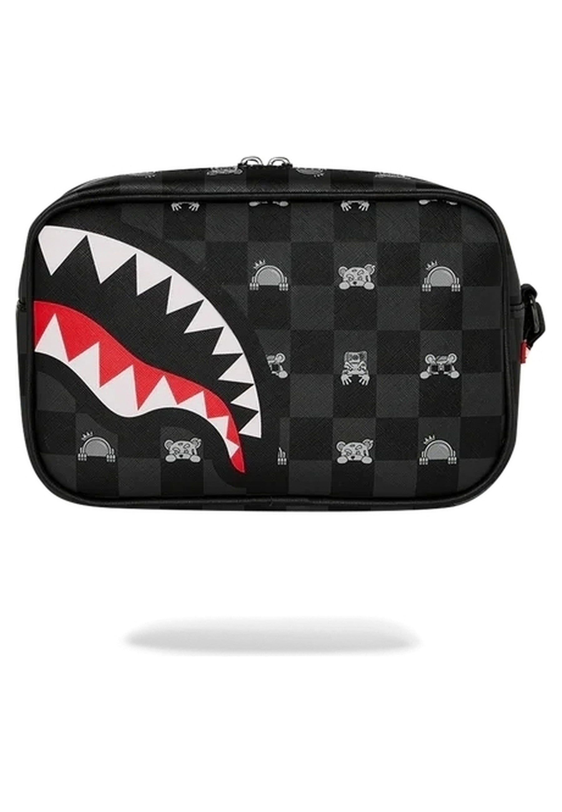 NECESER SPRAYGROUND NEGRA GRAY PEEKING CHARACTER CHECK SAVAGE TOILETRY