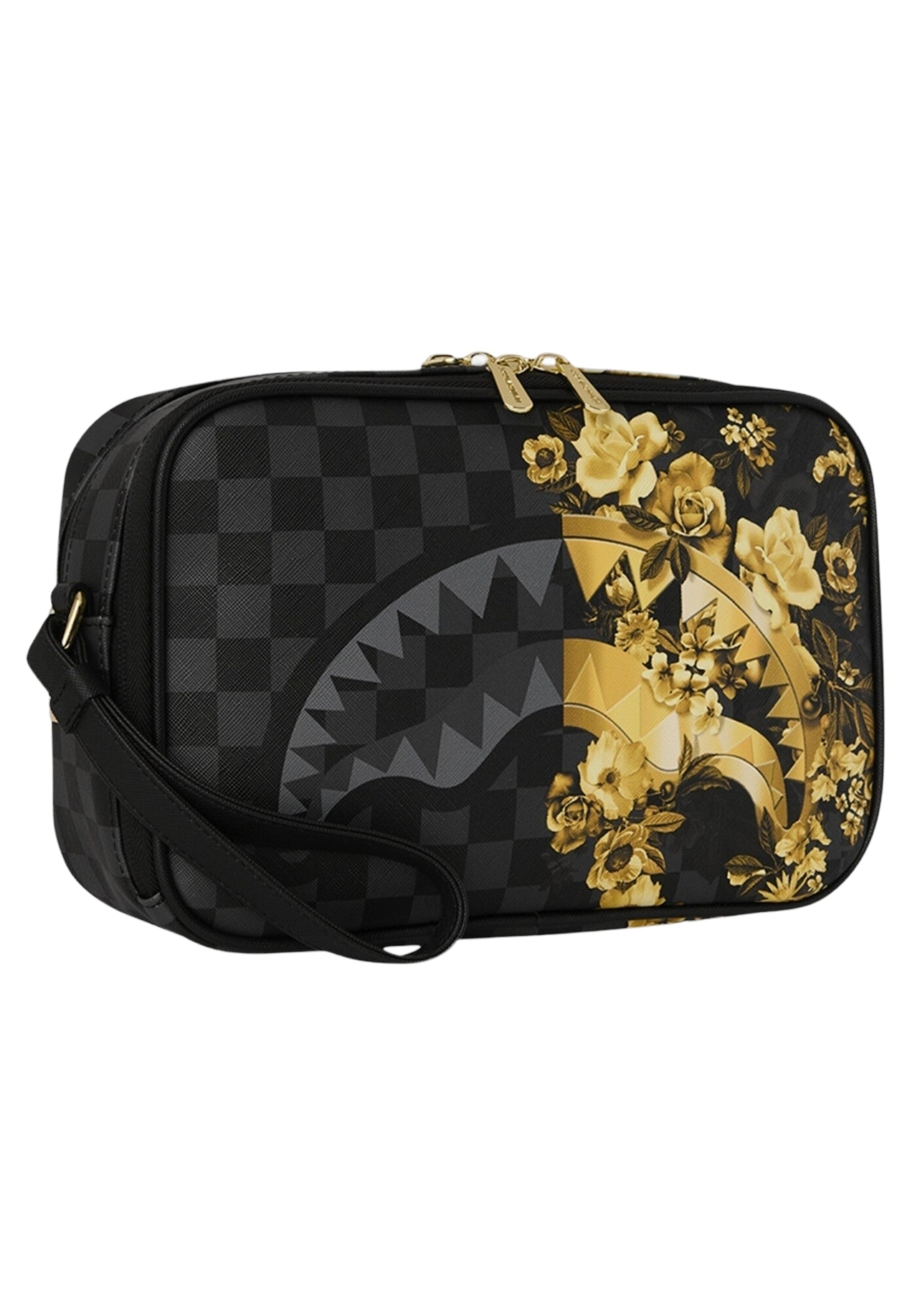 NECESER SPRAYGROUND NEGRO GOLD FLORAL REMIX TOILETRY BRICK