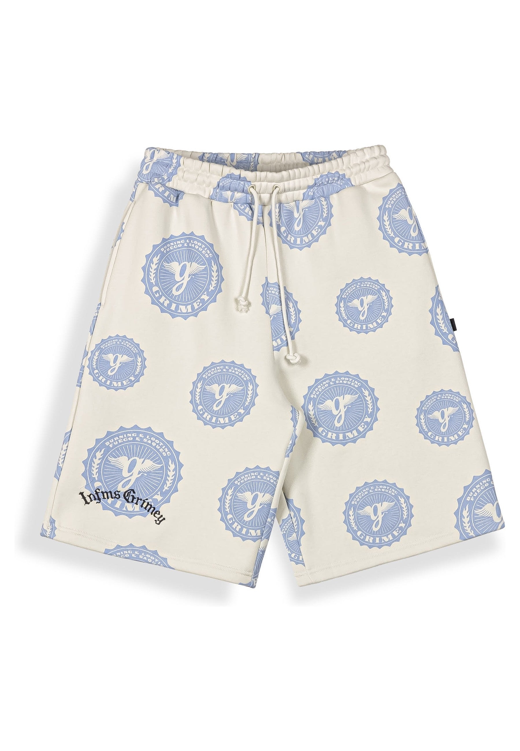 PANTALON CORTO GRIMEY OFF WHITE CHIEF WATCHER ALL OVER PRINT BAGGY SWEATSHORT