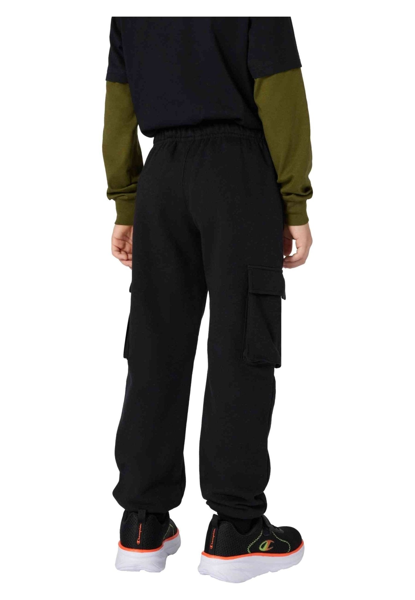 PANTALON JUNIOR CHAMPION NEGRO SIDE POCKETS ICONS LOGO JOGGER - AREA ZERO