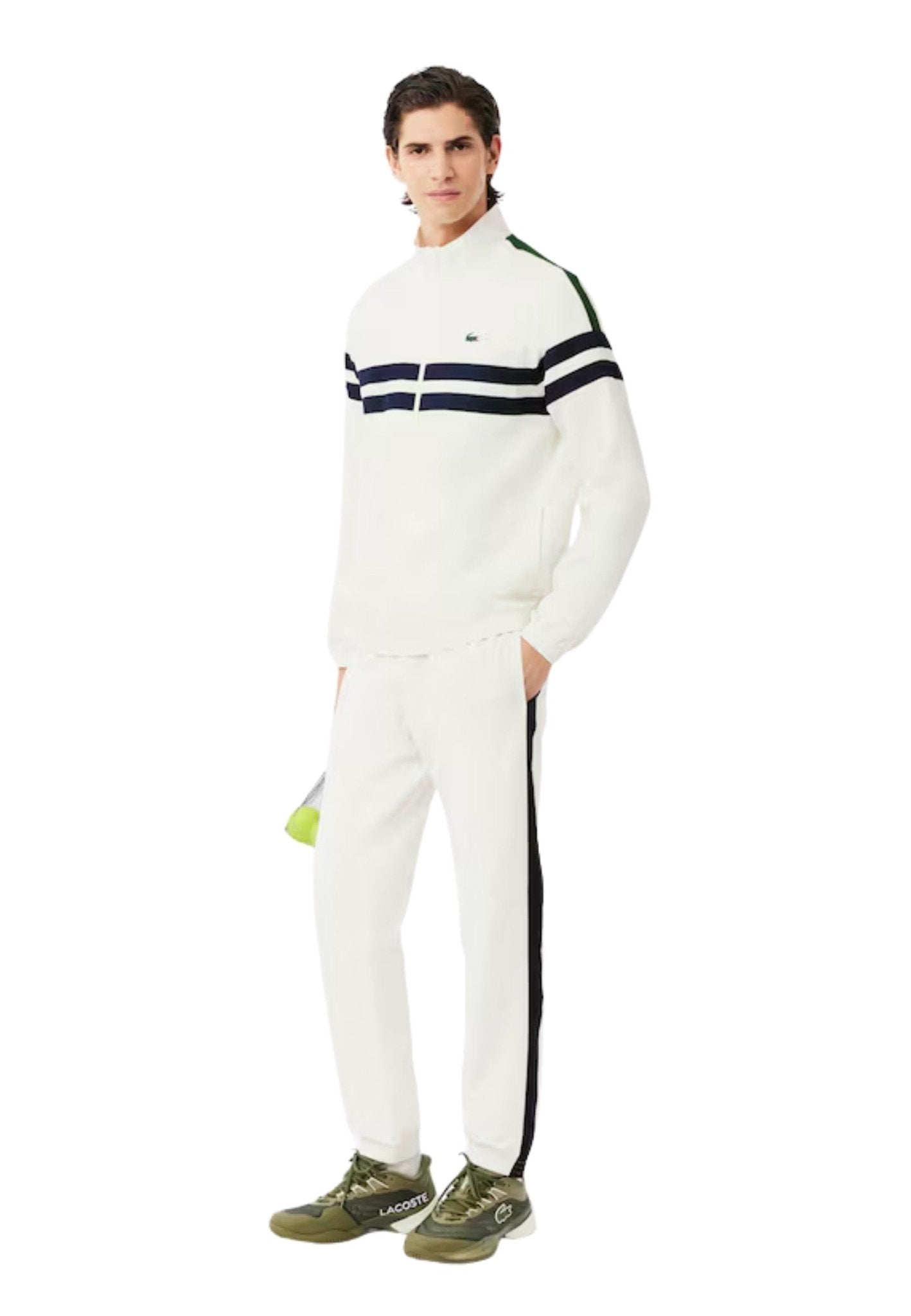 PANTALON LACOSTE BLANCO STRIPPED TENNIS TRACKPANT - AREA ZERO
