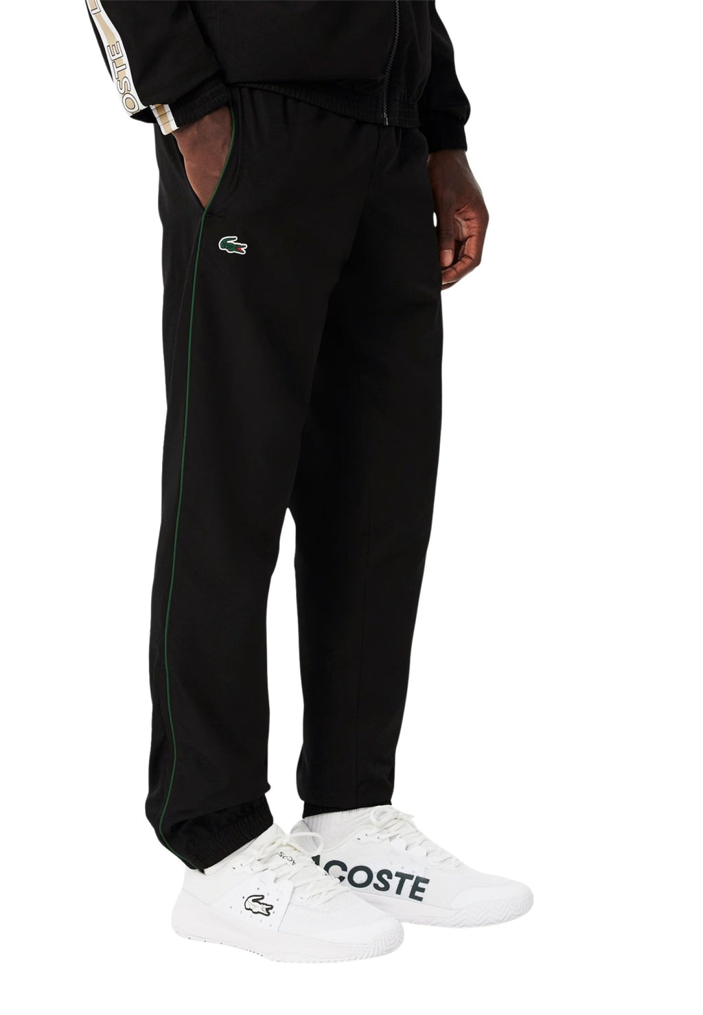 PANTALON LACOSTE NEGRO CHANDA STRIPPED LOGO TRACKPANT - AREA ZERO