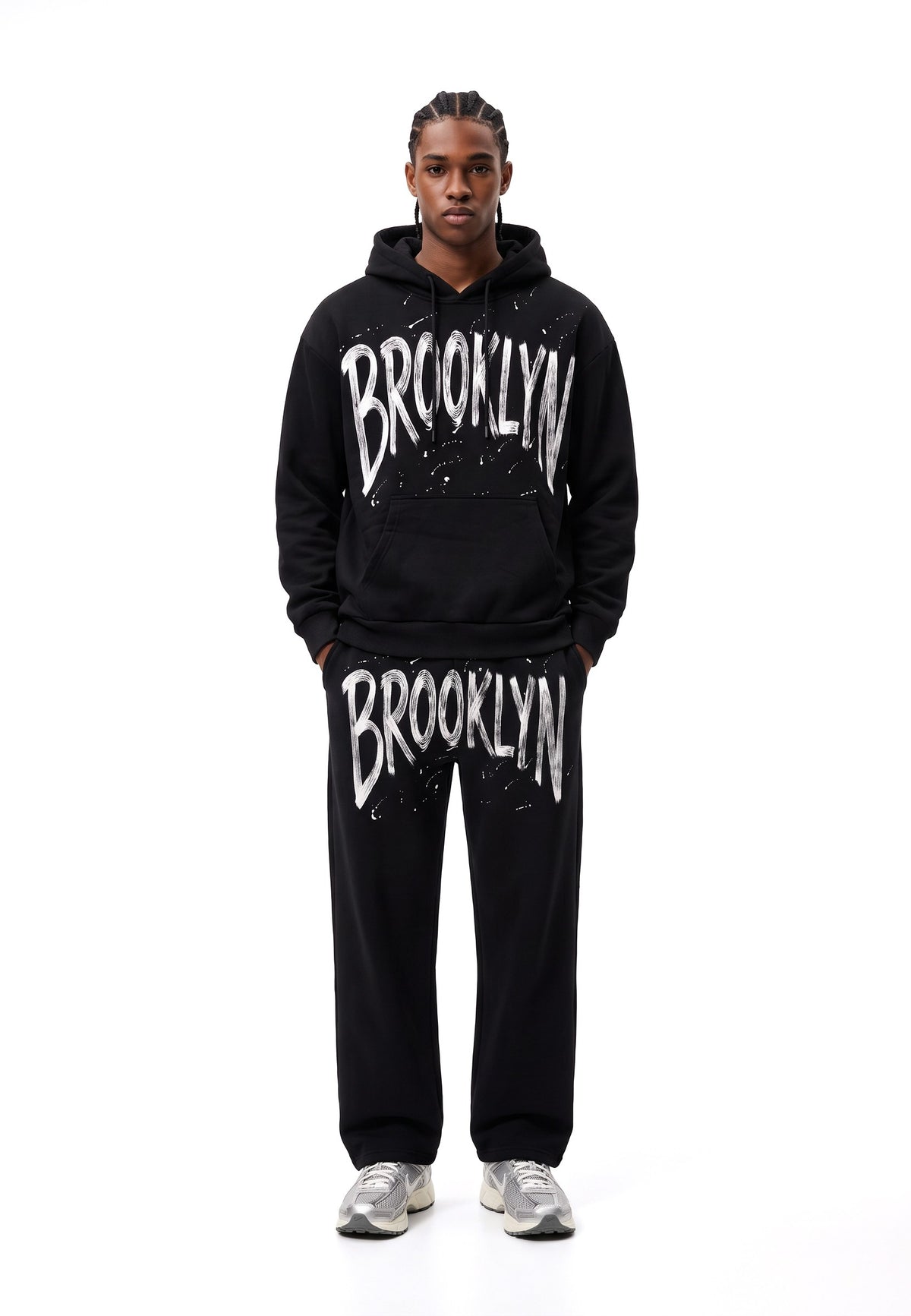 PANTALON NEGRO BROOKLIN BRUSHED SCRIPT JOGGER PANT