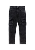 PANTALON NEGRO GASTADO CARGO SKINNY SIDE POCKETS PANT