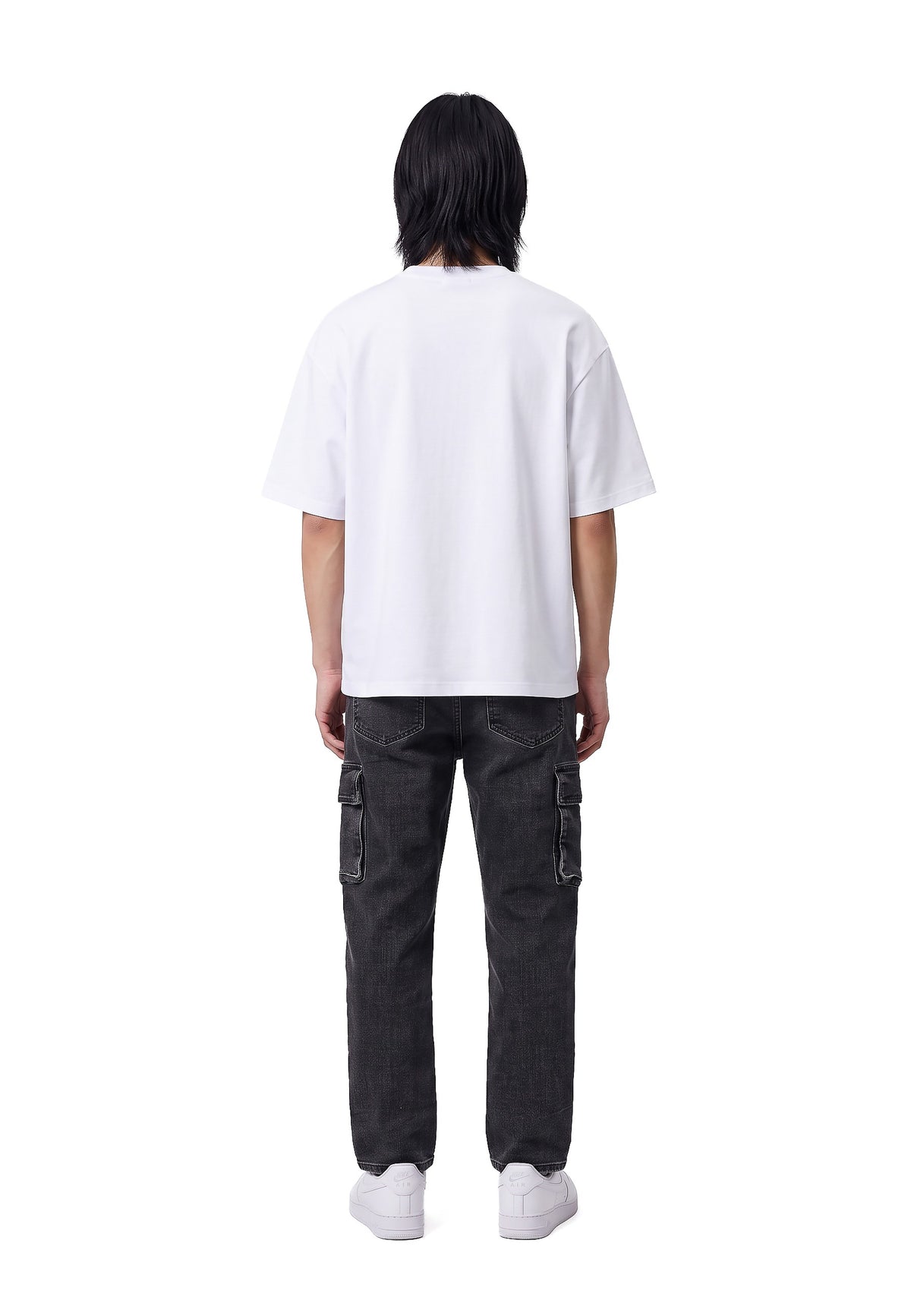 PANTALON NEGRO GASTADO CARGO SKINNY SIDE POCKETS PANT