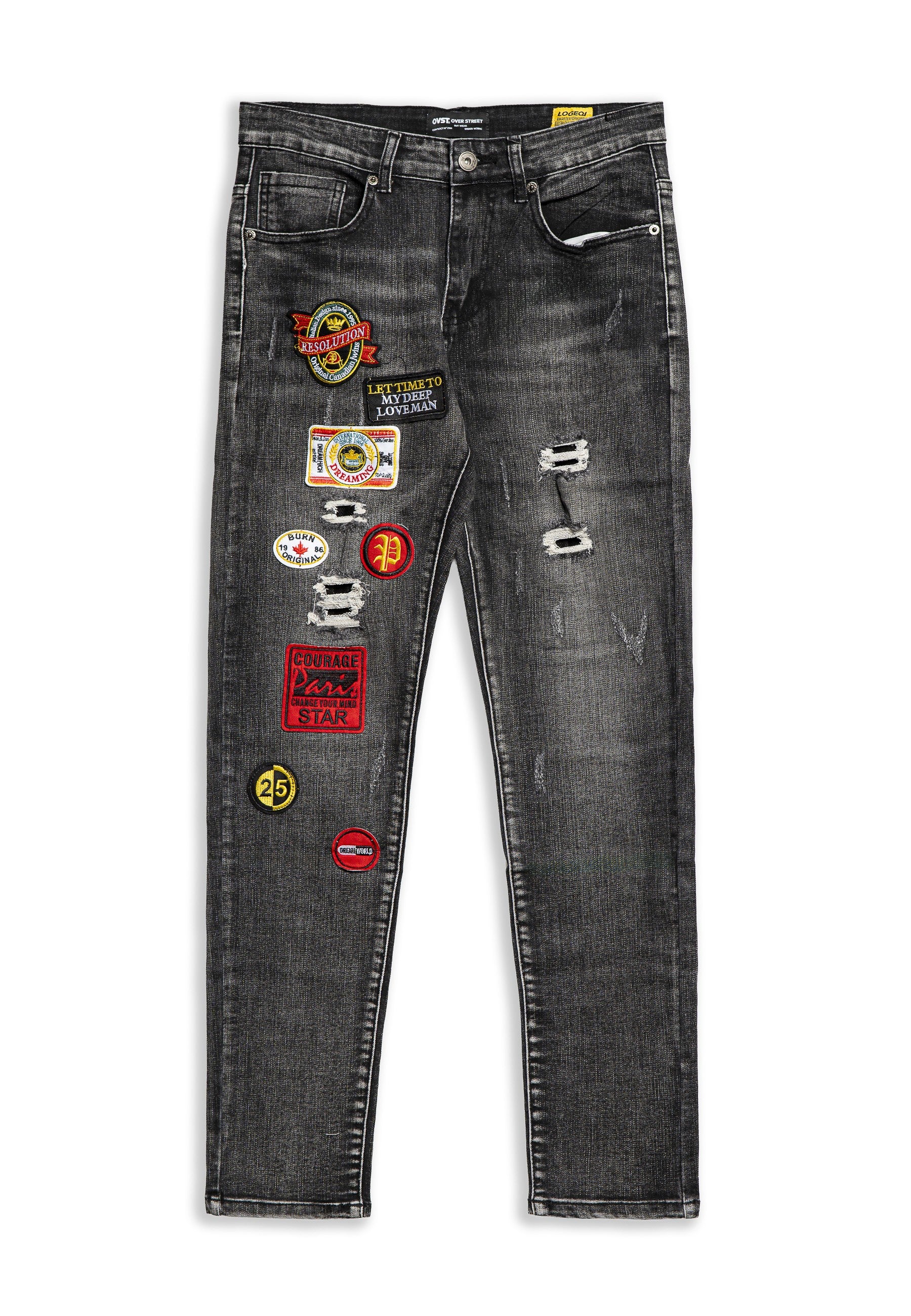 PANTALON NEGRO GASTADO LET TIME TO PATCHED PANT